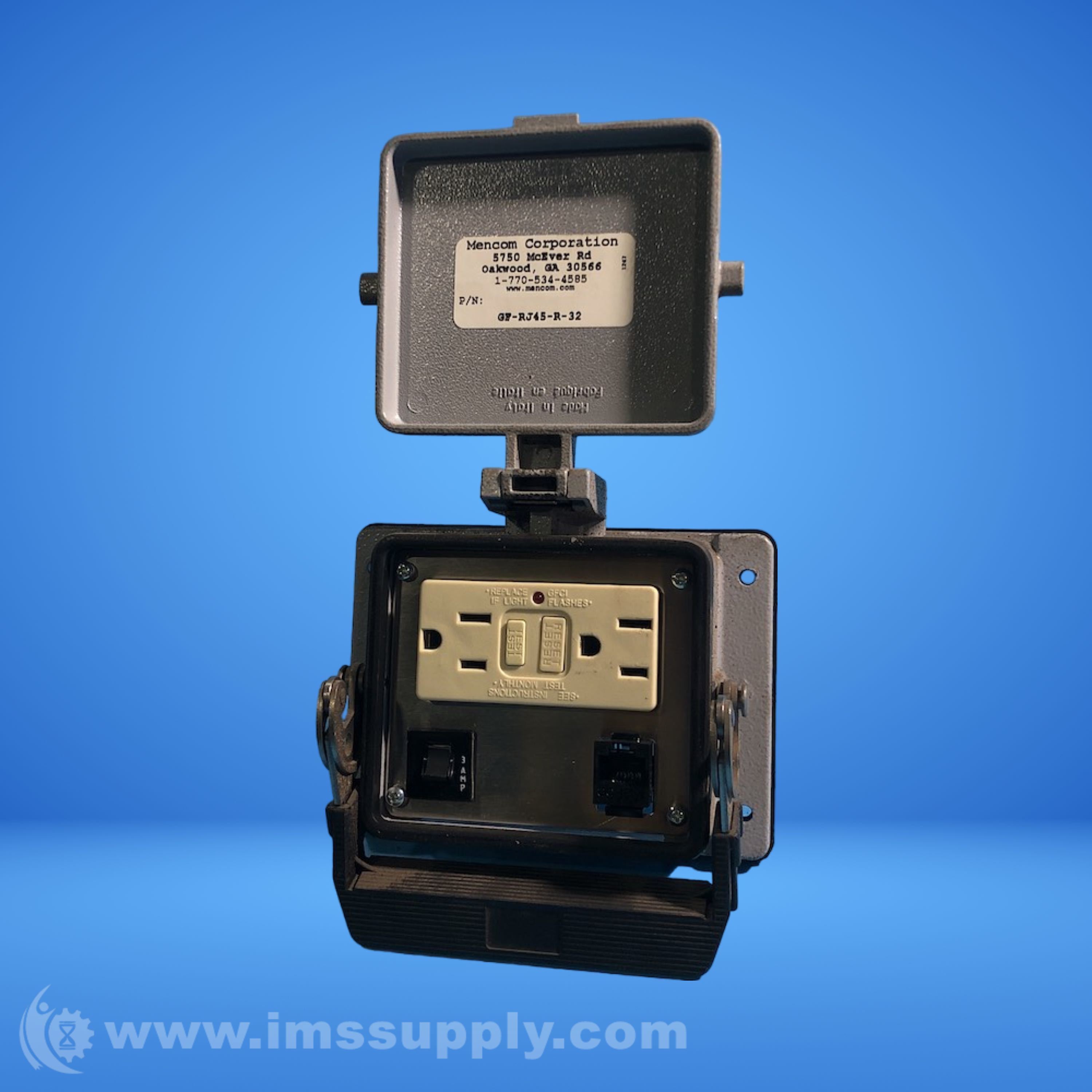 Connettore Da Pannello Mencom GF-RJ45-R-32 Con Presa GFCI Duplex - Nuovo