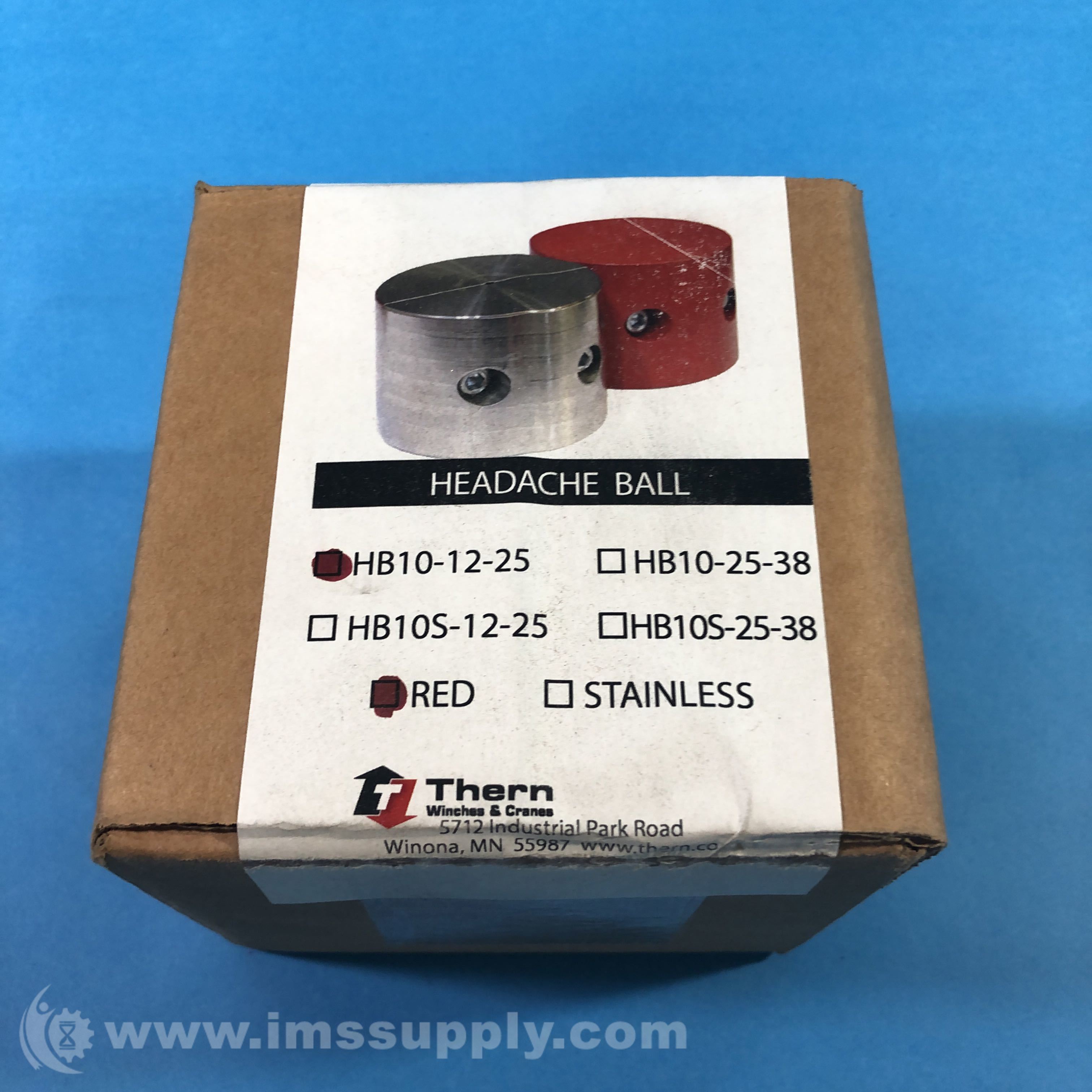 Thern HB10-12-25 Headache Ball, 10lbs, for 3/16-1/4 Wire Rope - IMS Supply