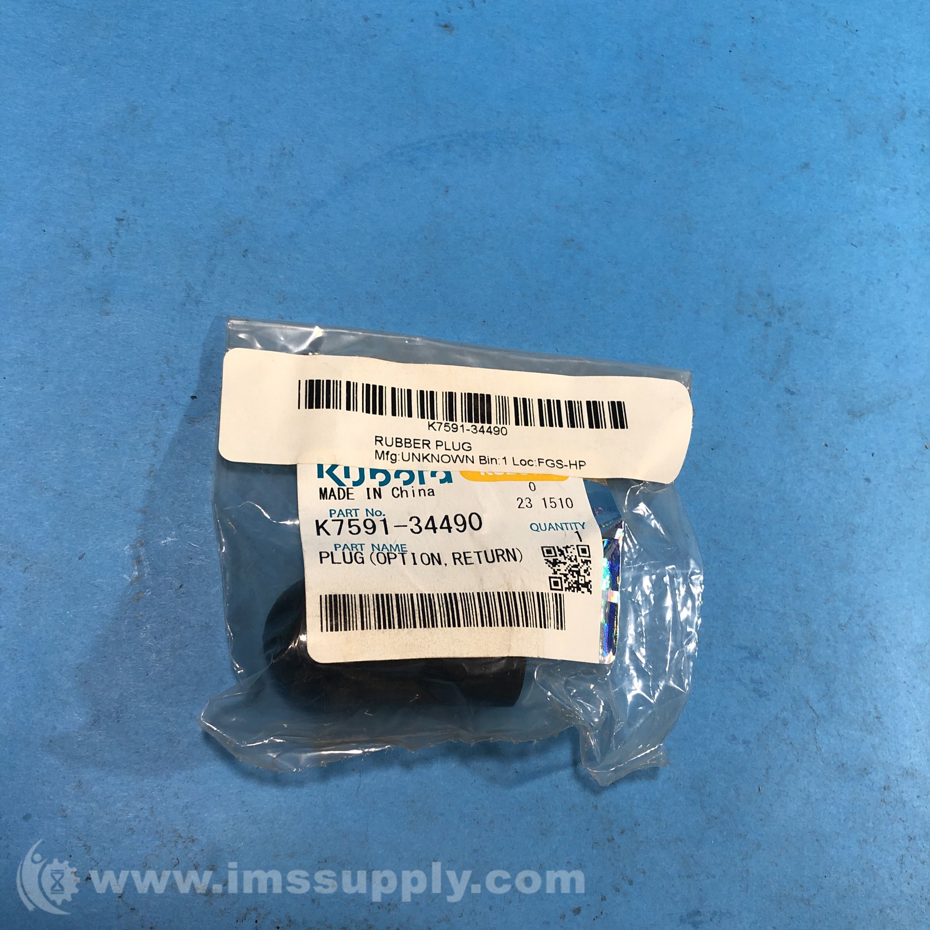 Kubota K7591-34490 Rubber Plug (Option, Return) - IMS Supply