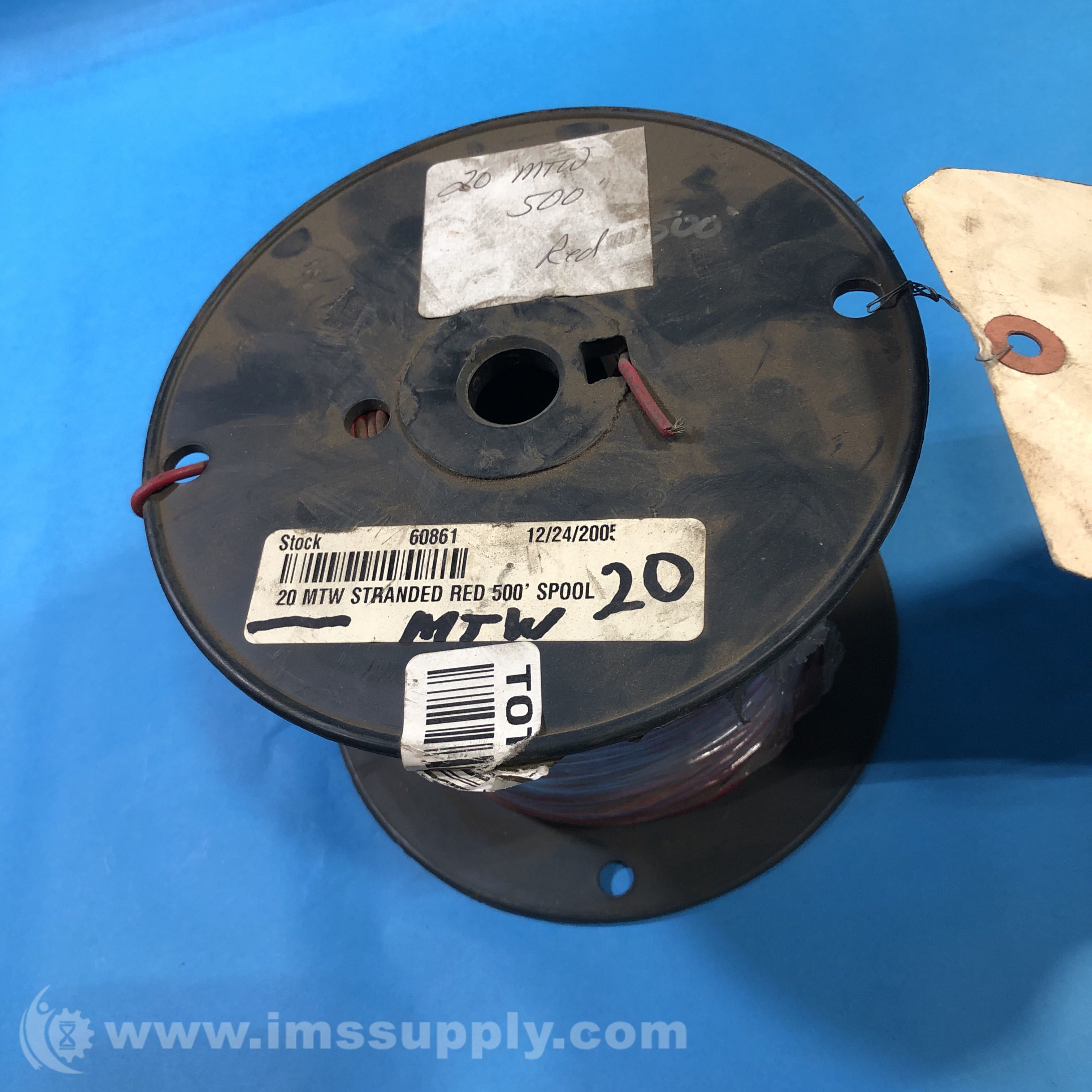 Stranded Red 20 Gauge Machine Tool Wire, 500 Foot Spool - IMS Supply