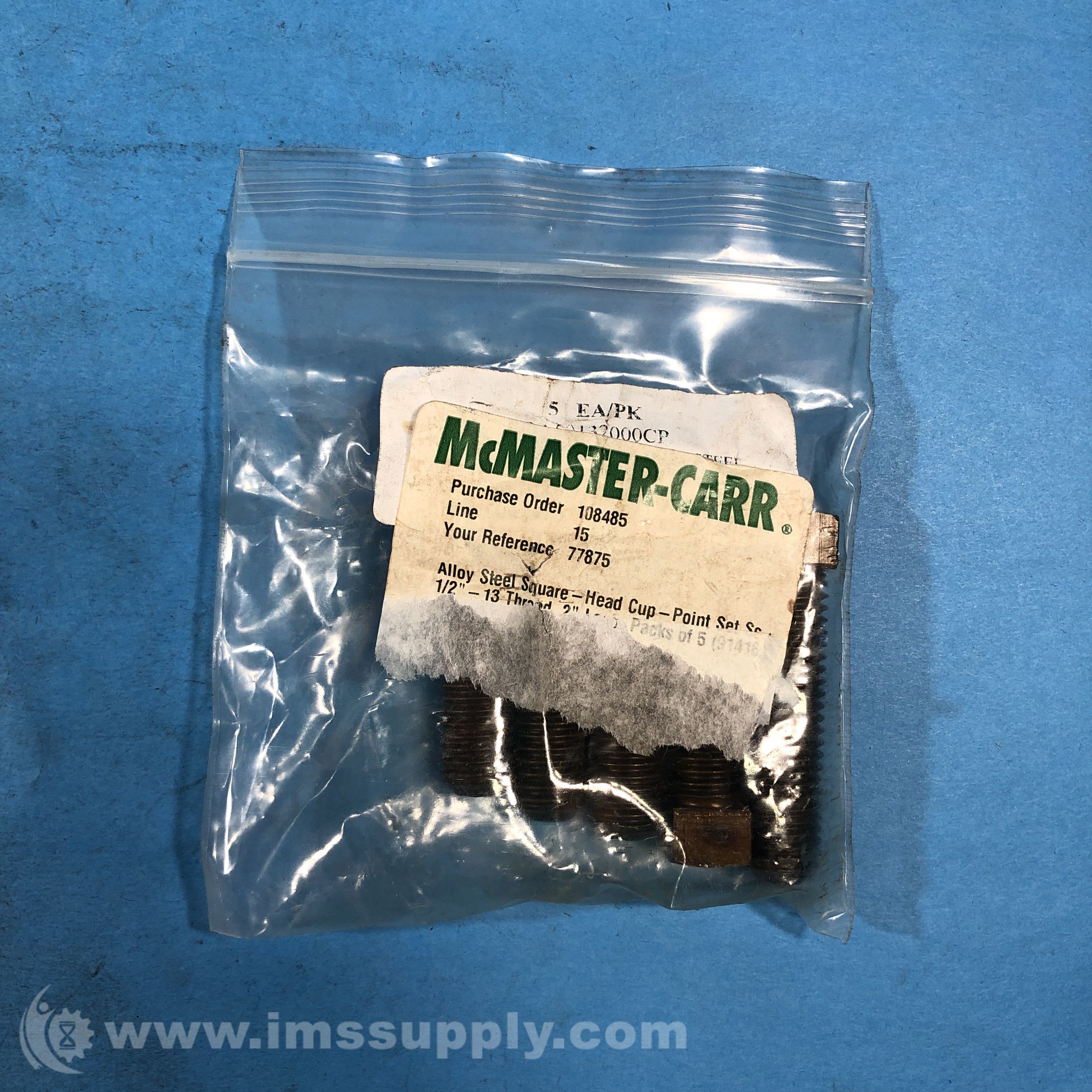 McMasterCarr 77875 Square Head Cup Point Screws Pack of 5 IMS Supply