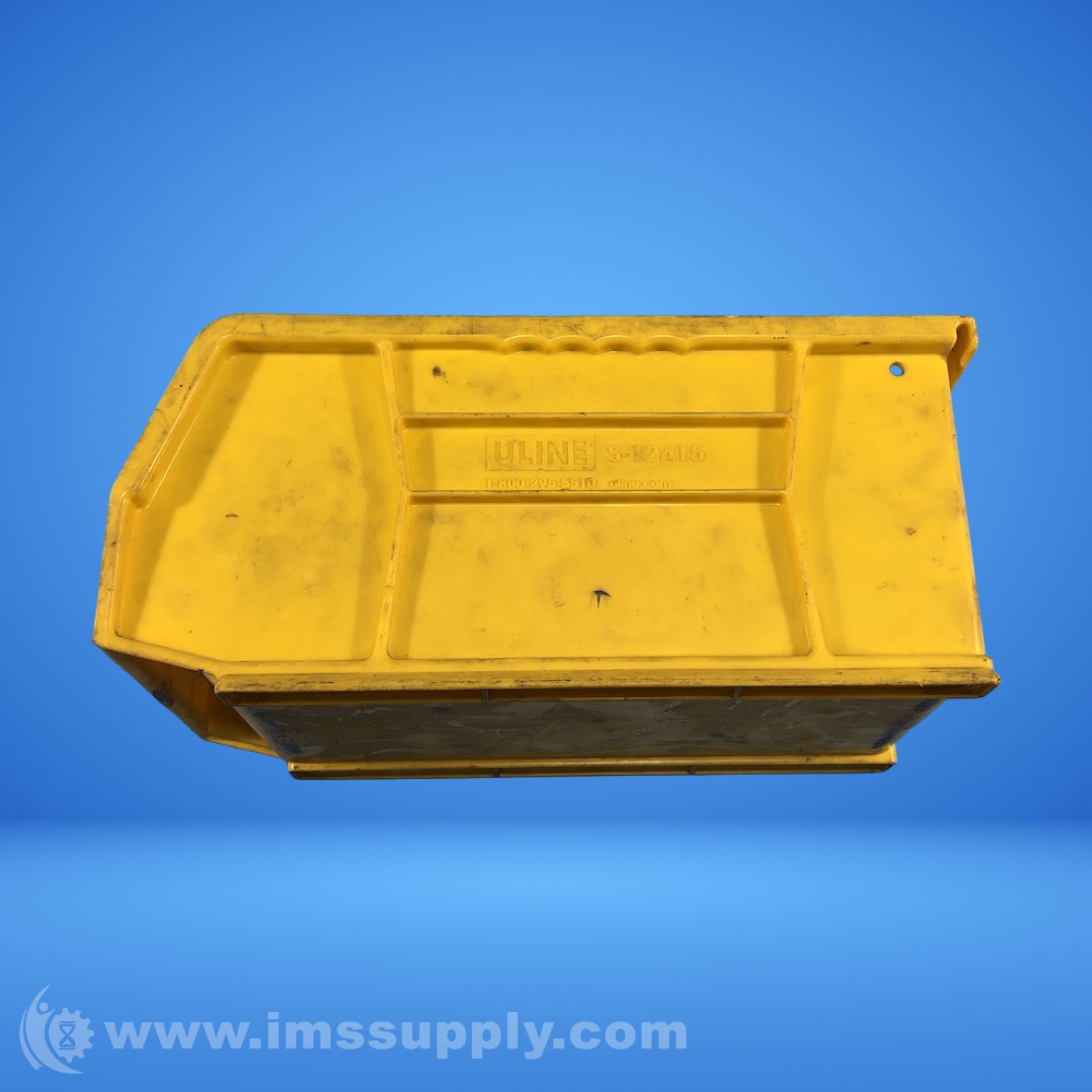 Uline S-12415 Yellow Plastic Stackable Storage Bin - IMS Supply