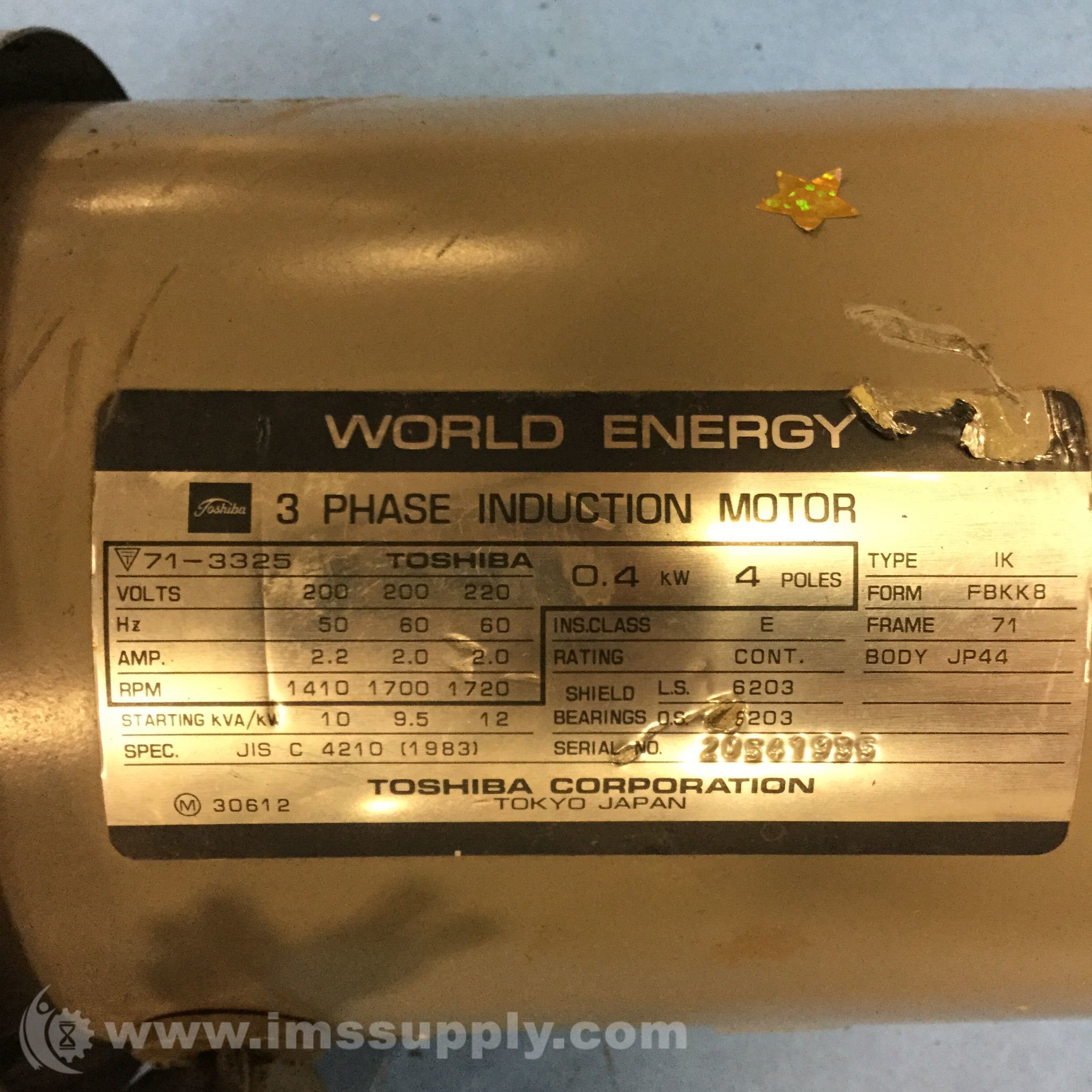 【人気投票 】ハイブランド人気ランキング！ Induction Phase 3 IK-FBKK8 Toshiba Motor Supply IMS - その他