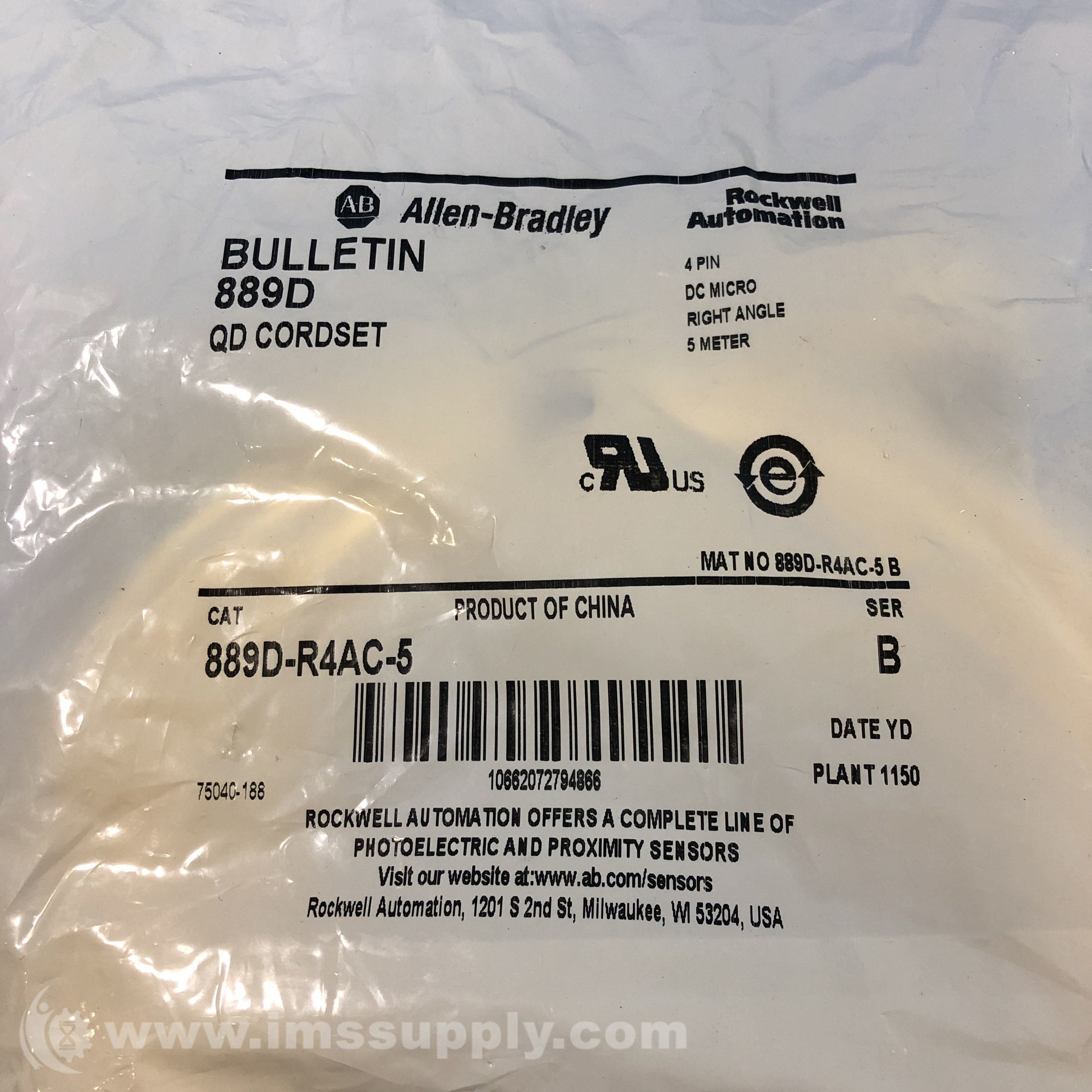 Allen Bradley 889D-R4AC-5 DC Micro Cable - IMS Supply