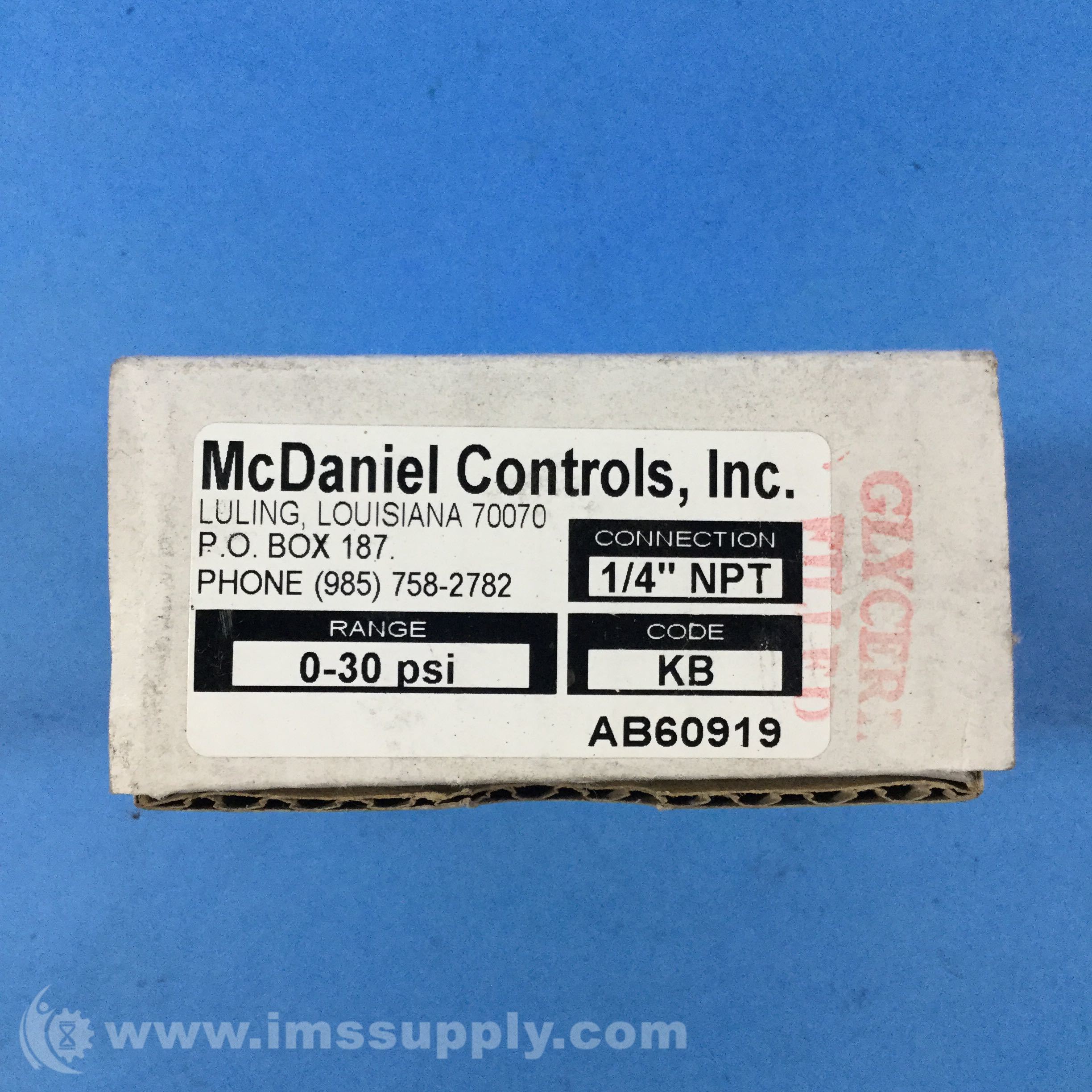 Mcdaniel Controls KB Model K Gauge, 21/2 SS, 030psi, 1/4 NPT IMS Supply