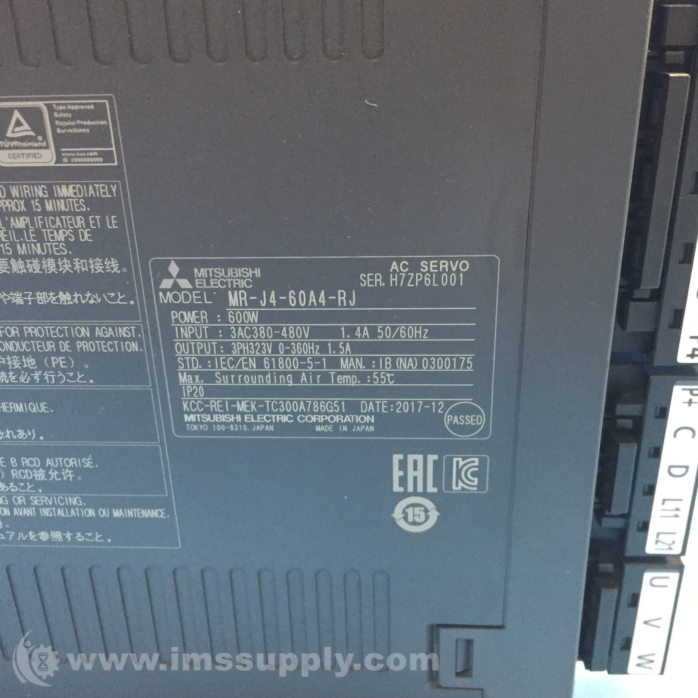 Mitsubishi Electric MR-J4-60A4-RJ Servo Drive - IMS Supply Mitsubishi Electric MR-J4-60A4-RJ Servo Drive - IMS Supply