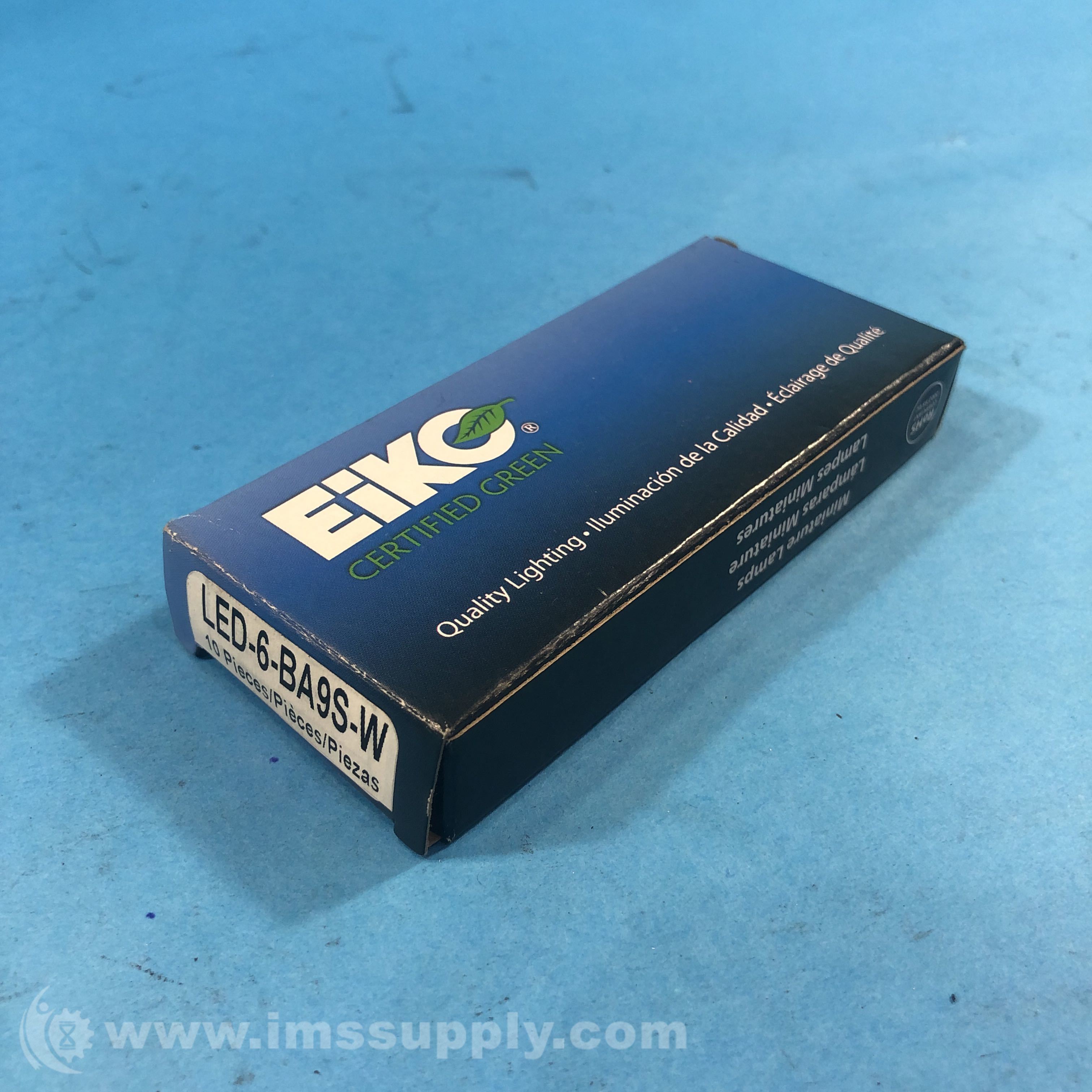 Eiko LED-6-BA9S-W Miniature Automotive Light Bulb Box of 10 - IMS Supply