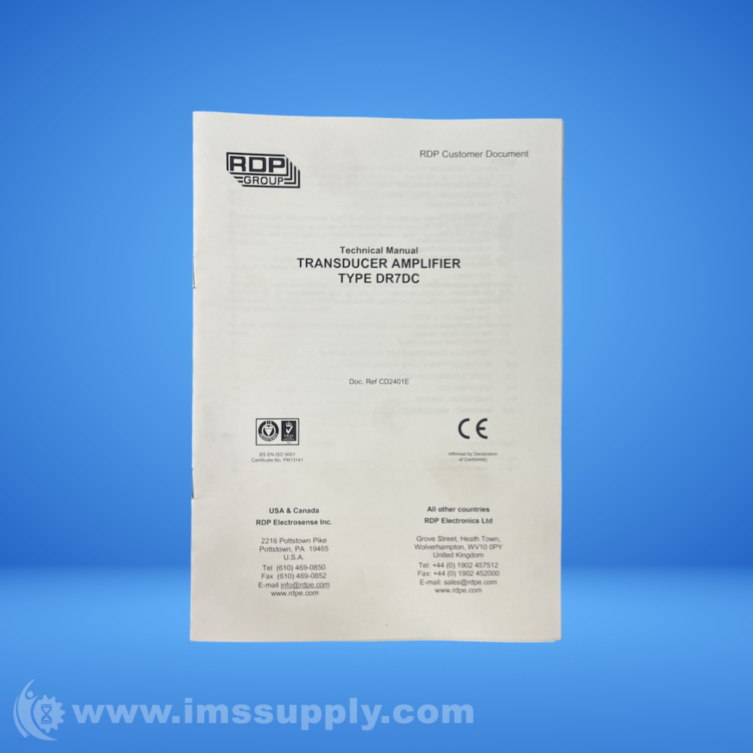 Rdp Electronics CD2401E Transducer Amplifier Technical Manual - IMS Supply