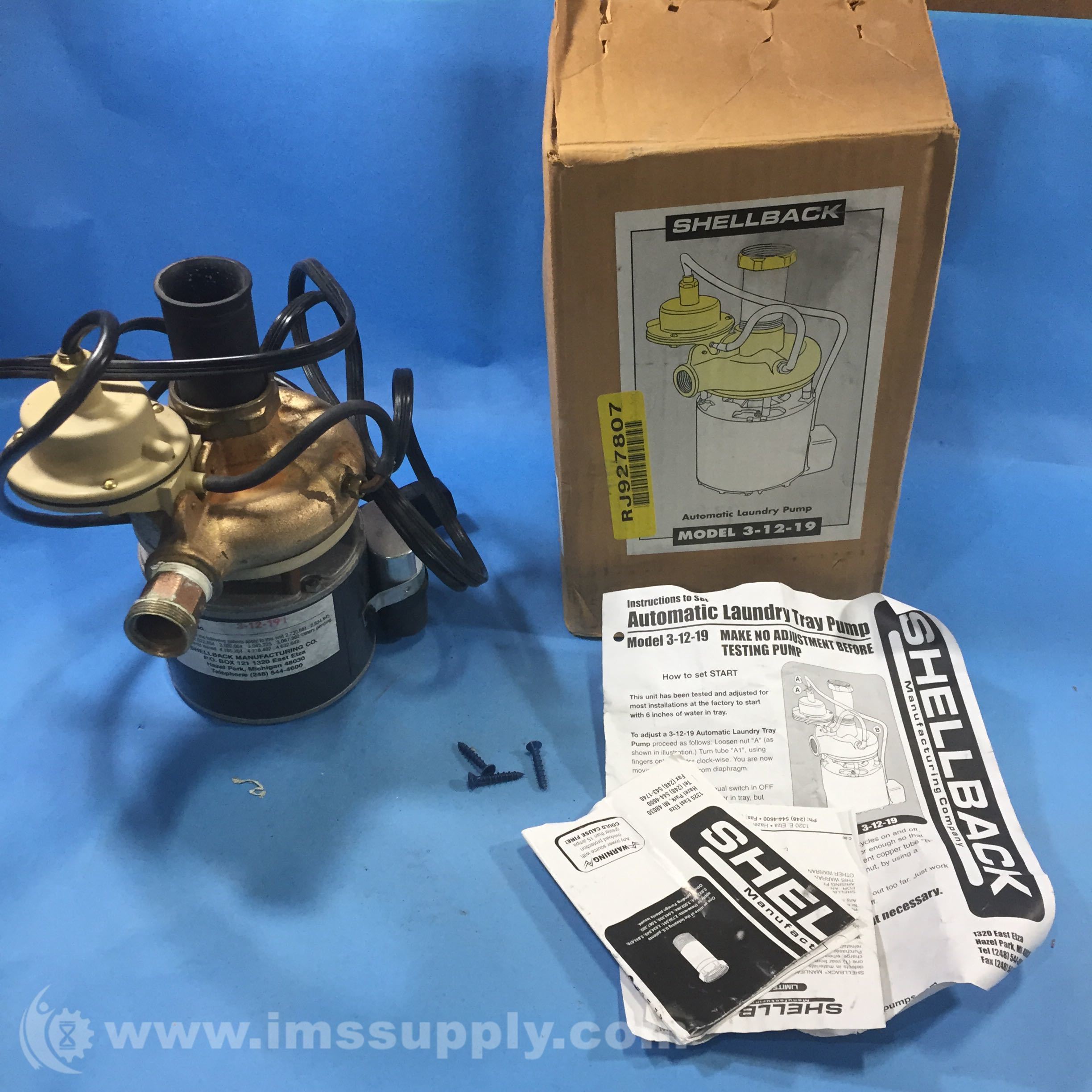 Shellback 31219 Laundry Tray Pump IMS Supply