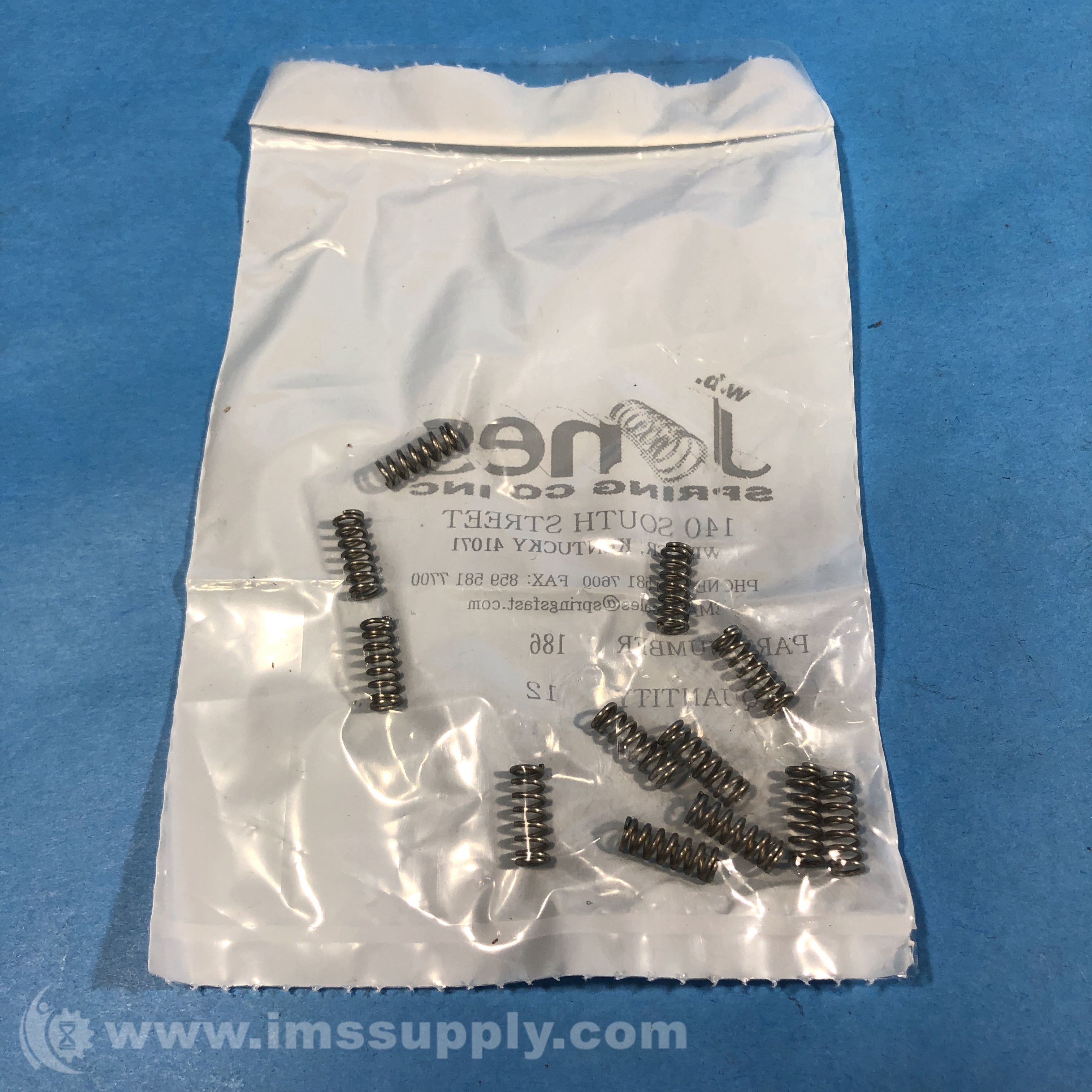 JONES SPRING COMPANY 186 Bag of 12 Music Wire Compression Springs - IMS ...