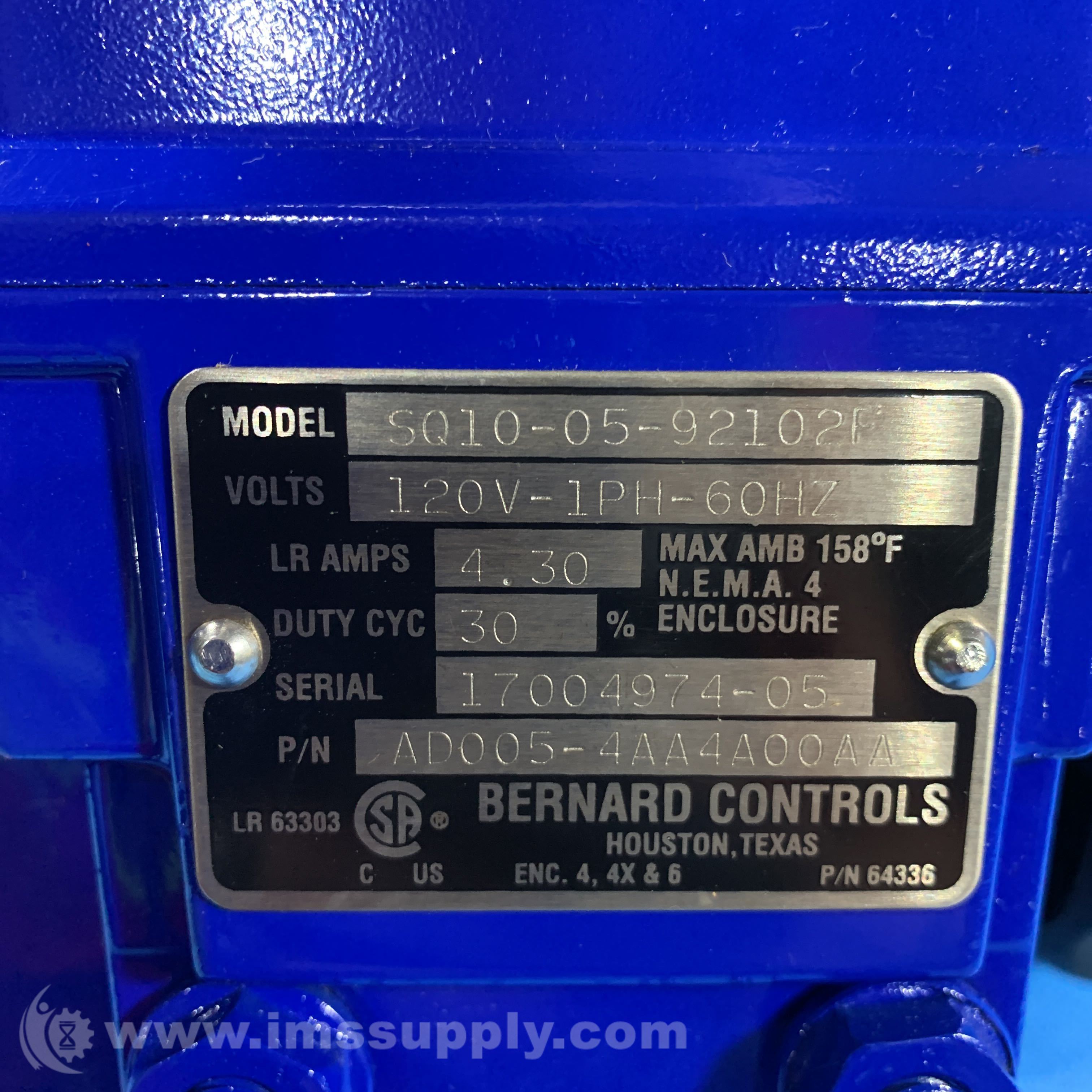 Bernard AD0054AA4A00AA Actuator Valve IMS Supply