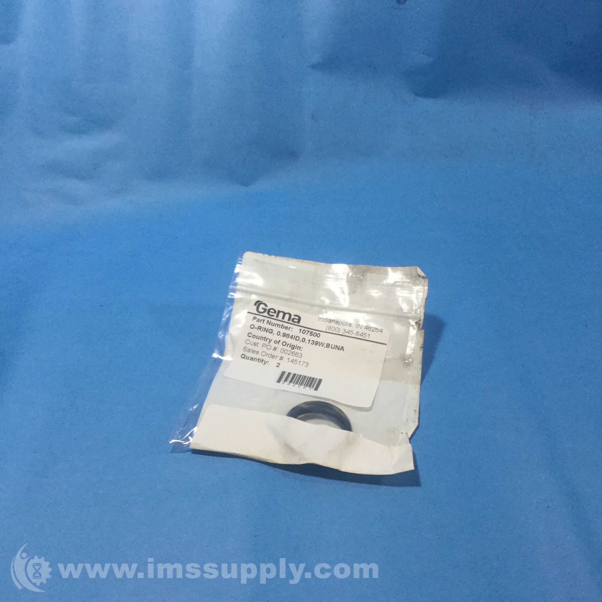 Gema 107500 O-Ring, 0.984ID, 0.139W, BUNA Gema 107500 O-Ring, 0.984ID, 0.139W, BUNA