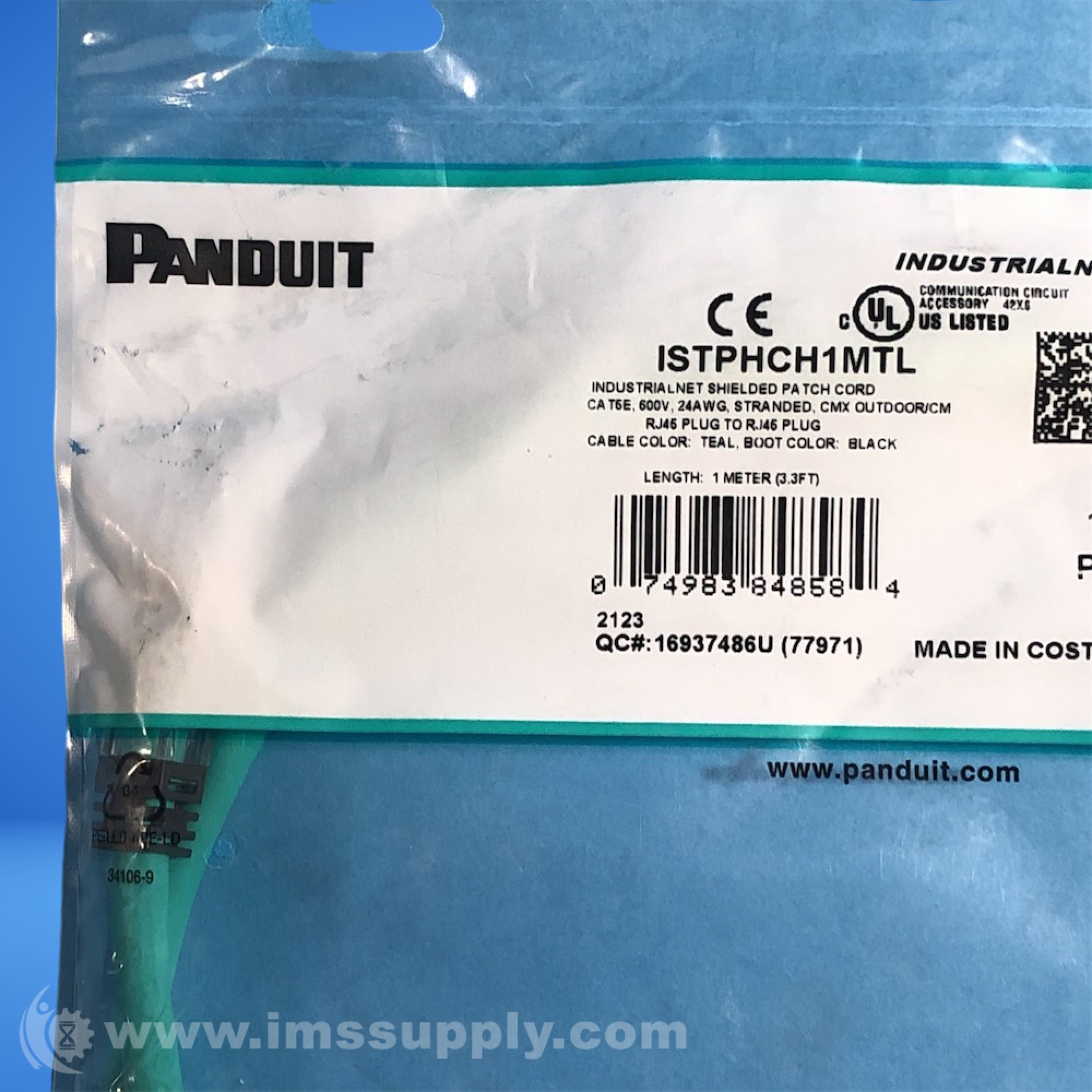 Panduit ISTPHCH1MTL Cat 5E Industrial Patch Cable - IMS Supply