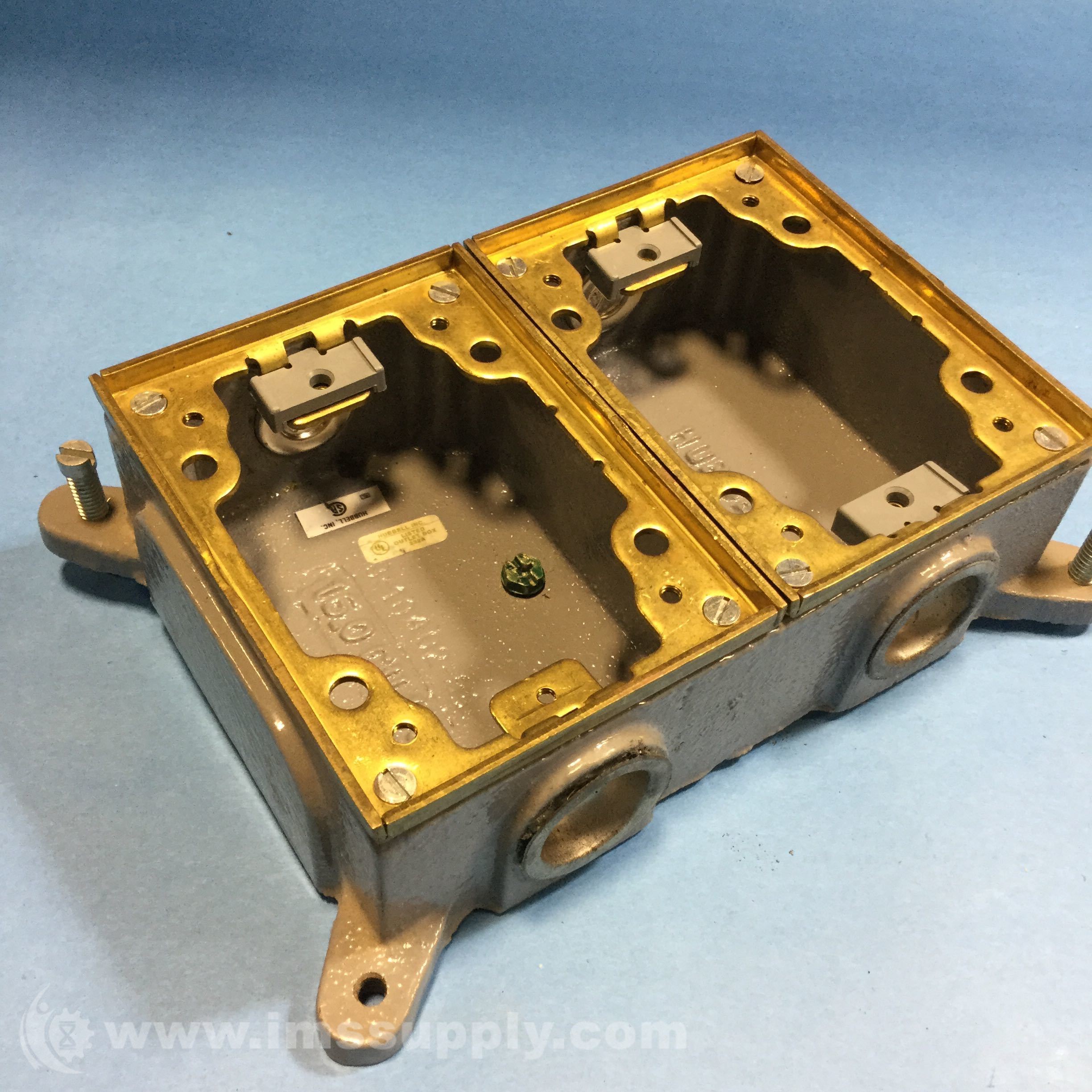 Hubbell B4214 Floor Box Cast Iron Shallow Two Gang IMS Supply