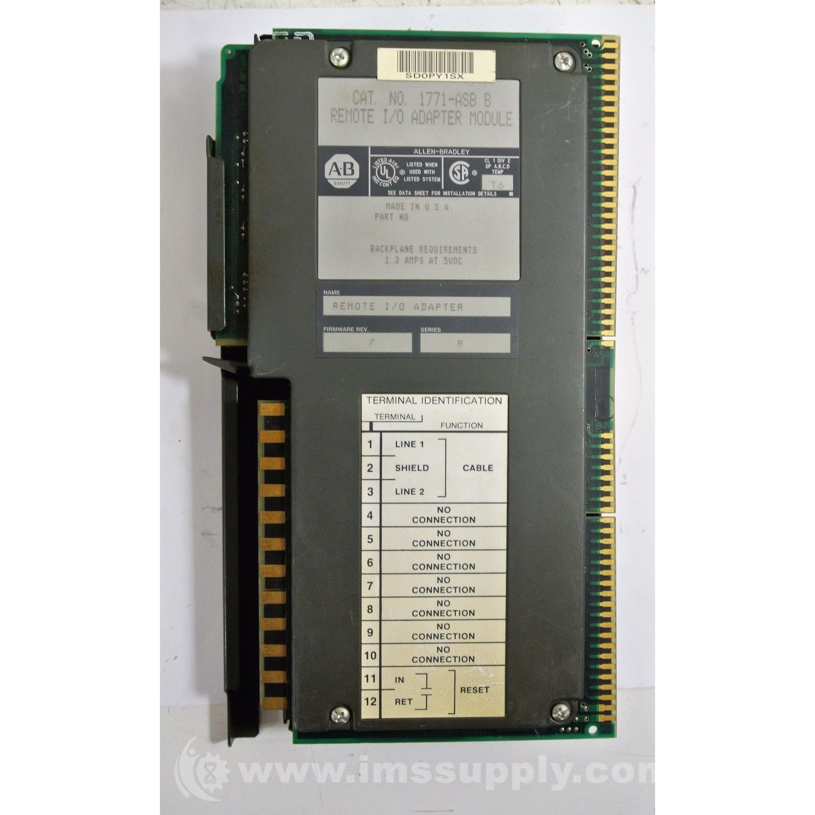 Allen Bradley 1771ASB Remote I/O Adapter Module IMS Supply