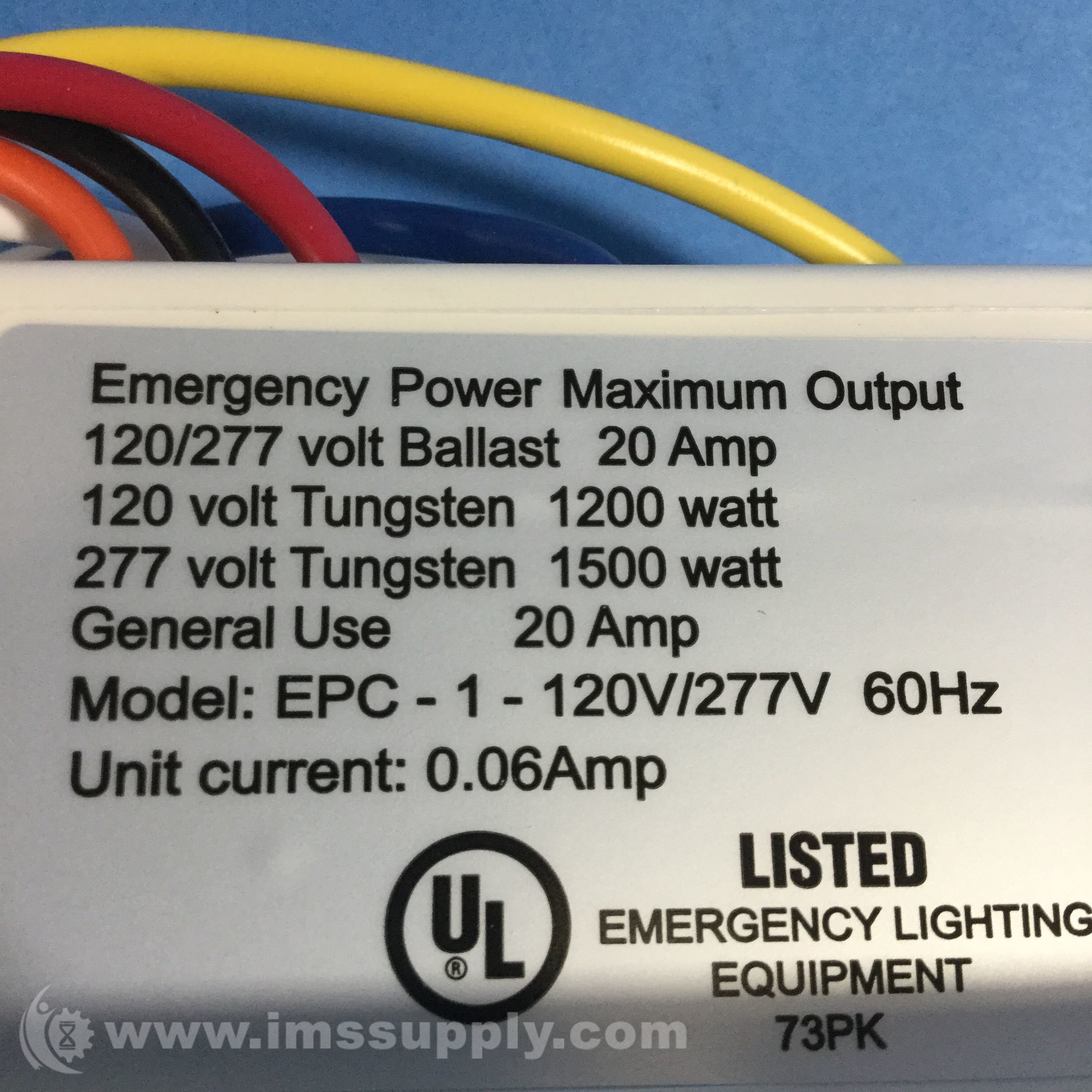 LVS Inc EPC1120V/277V Emergency Power Control Relay Module IMS Supply