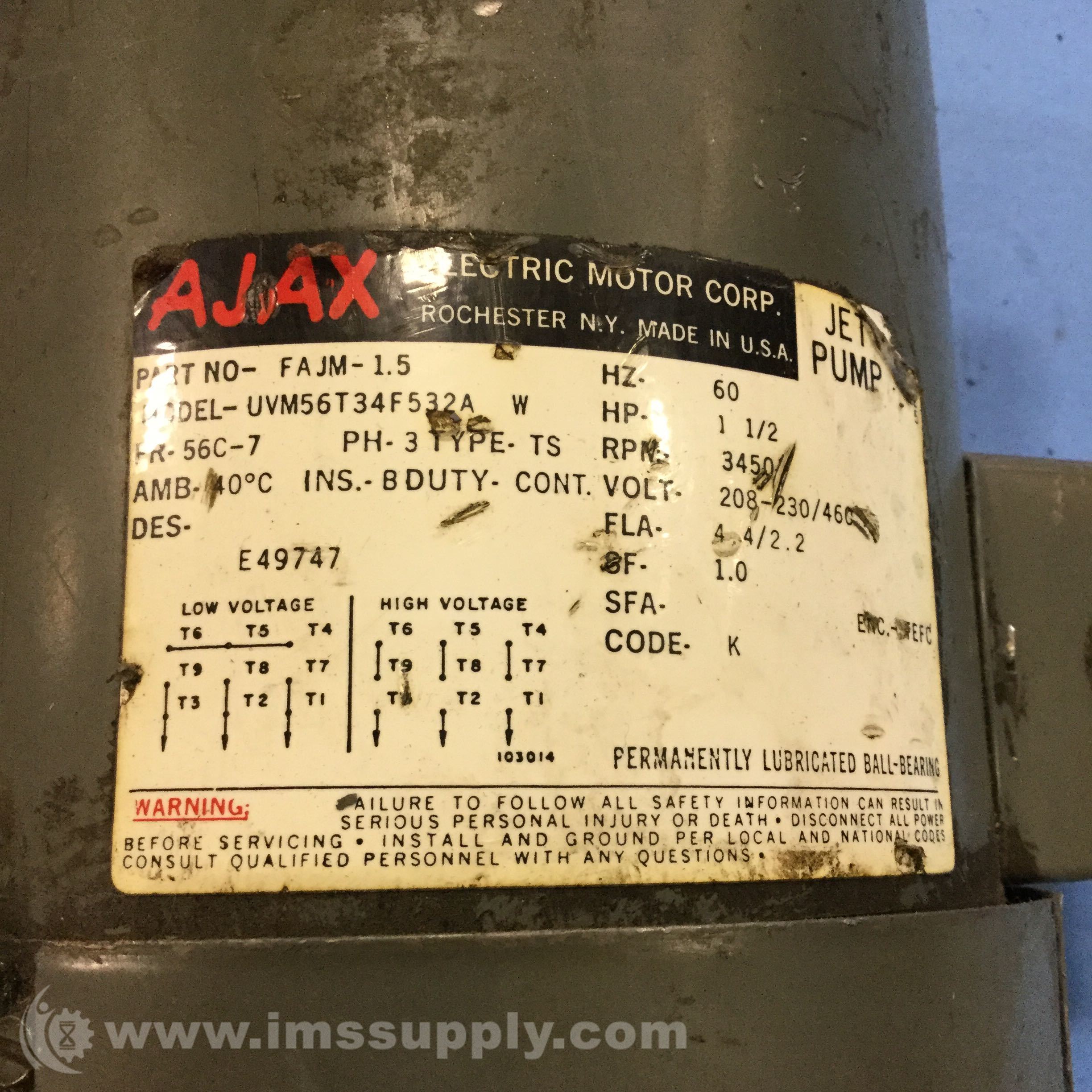 Ajax Electric Co. uvm56t34f532a Motor - IMS Supply