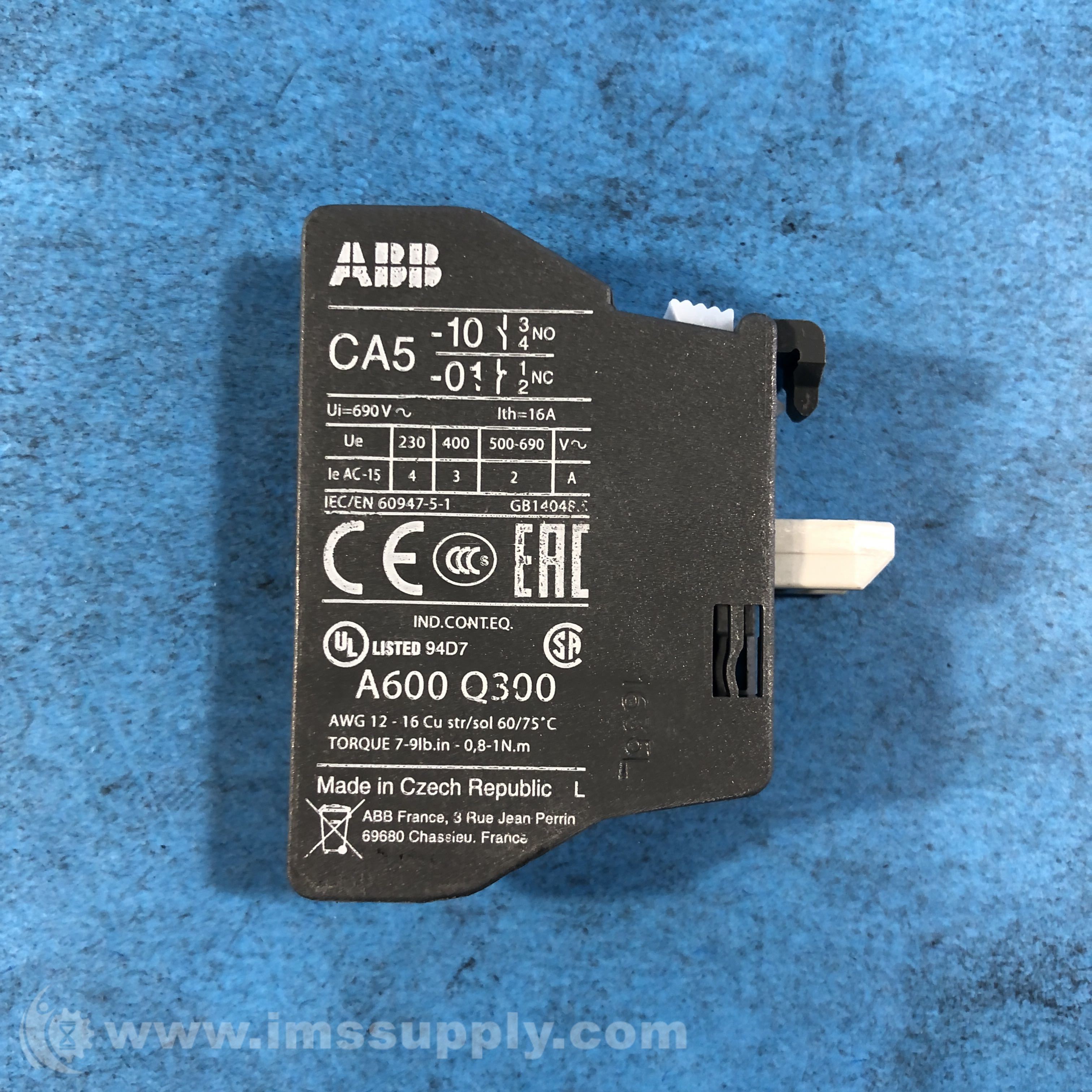 ABB CA5-01 Auxiliary Contacts Front Mount Blocks, Screw Clamp - IMS Supply