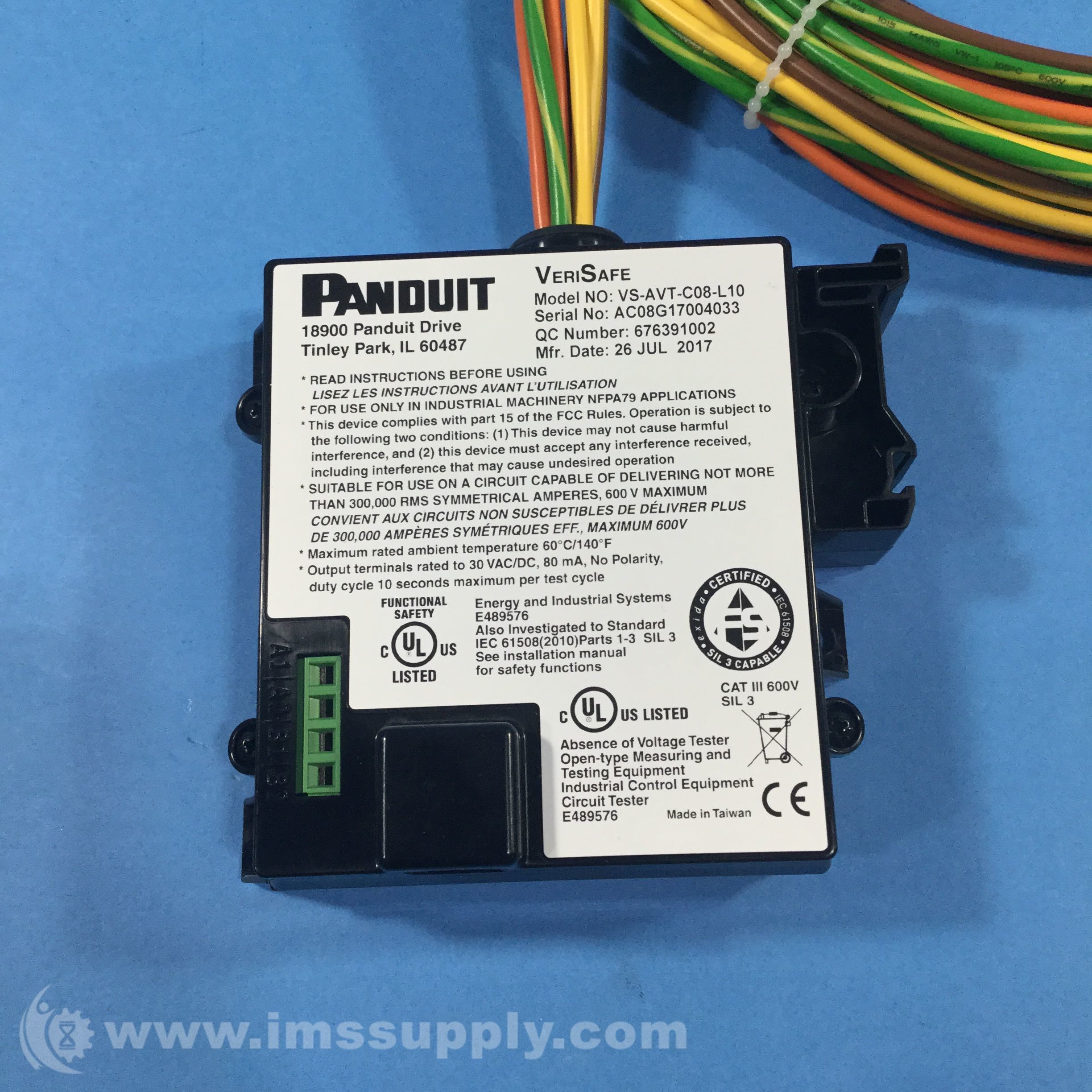 Panduit VSAVTC08L10 Voltage Tester, 8ft, 600V, 0 °C, 60 °C IMS Supply