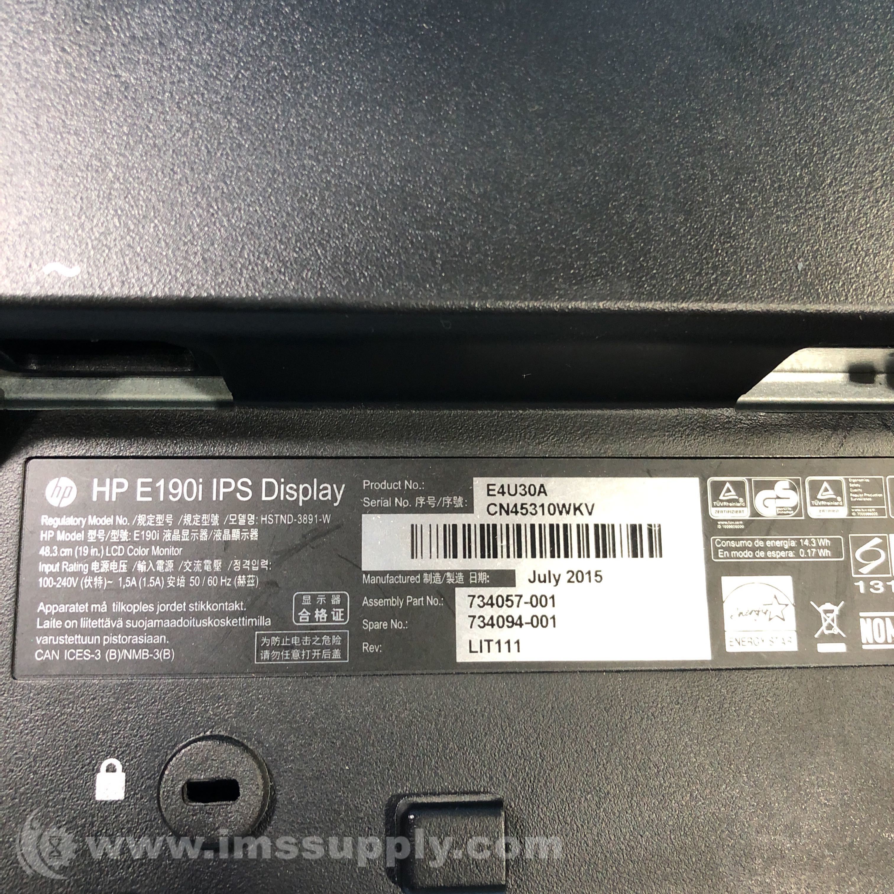 HP E190i EliteMonitor 18.9 LED LCD Monitor - IMS Supply