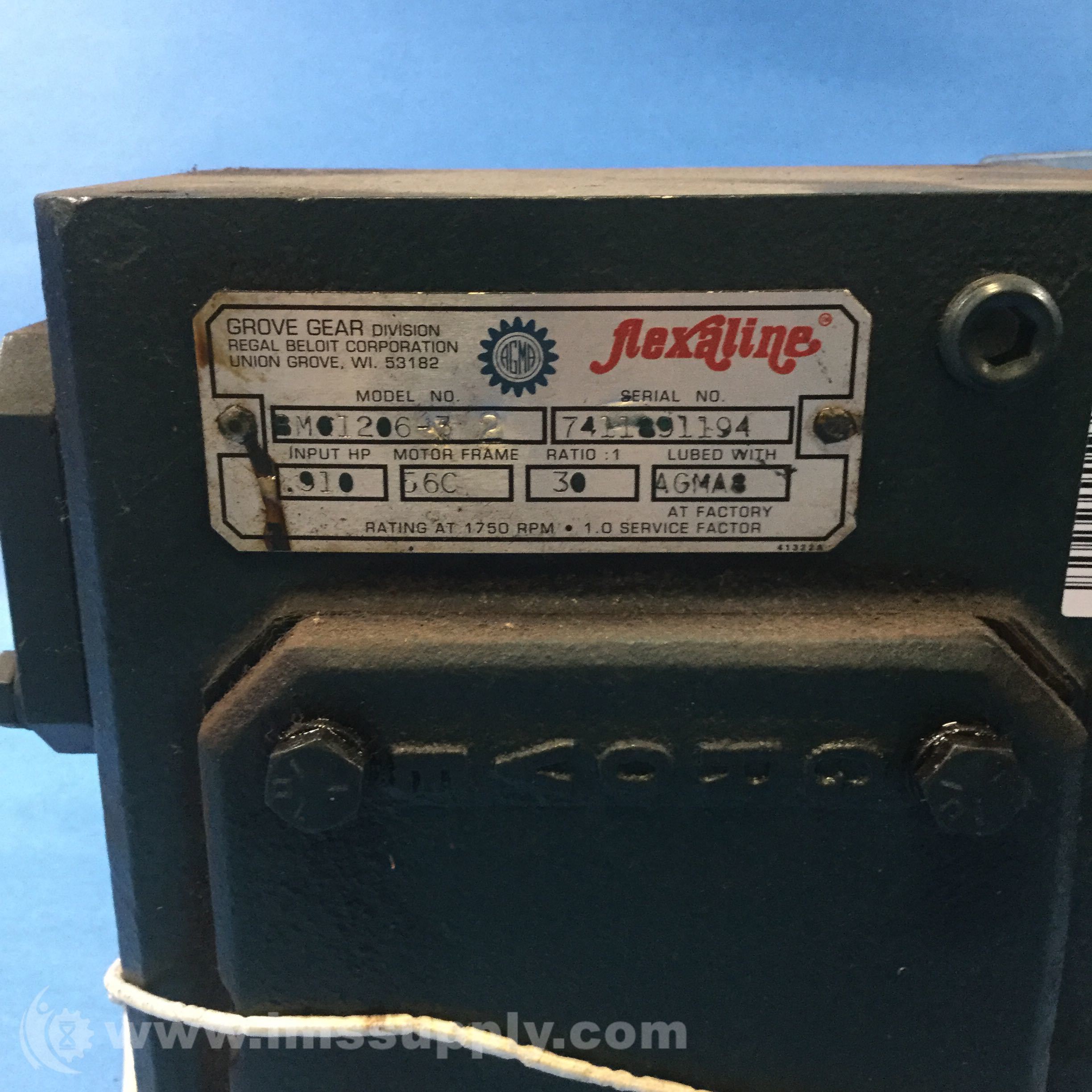 Grove Gear BM 12063 Flexaline Ratio 301, Frame 56C Gear Reducer IMS