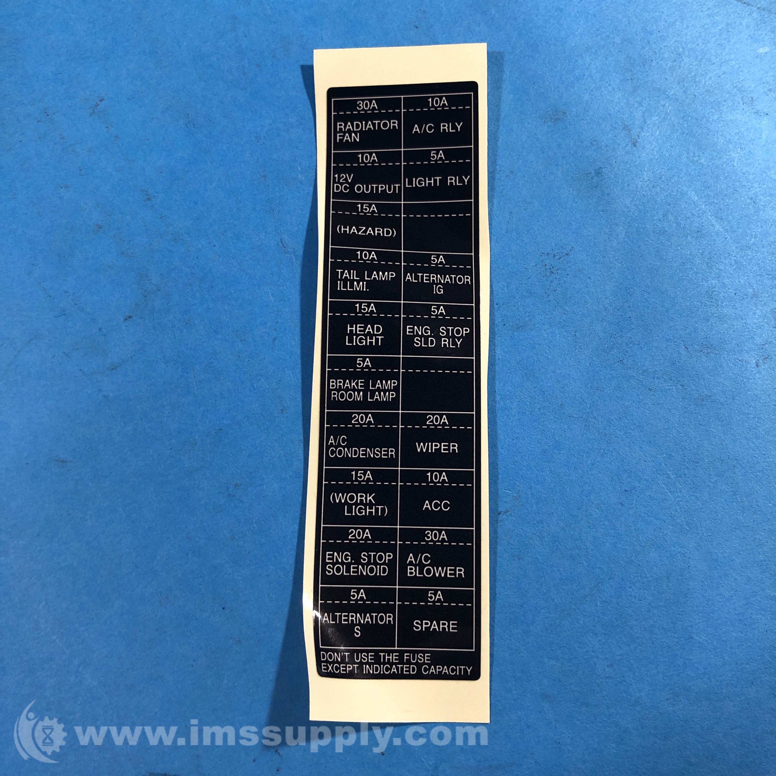 Kubota K7711-61220 Label, Fuse - IMS Supply