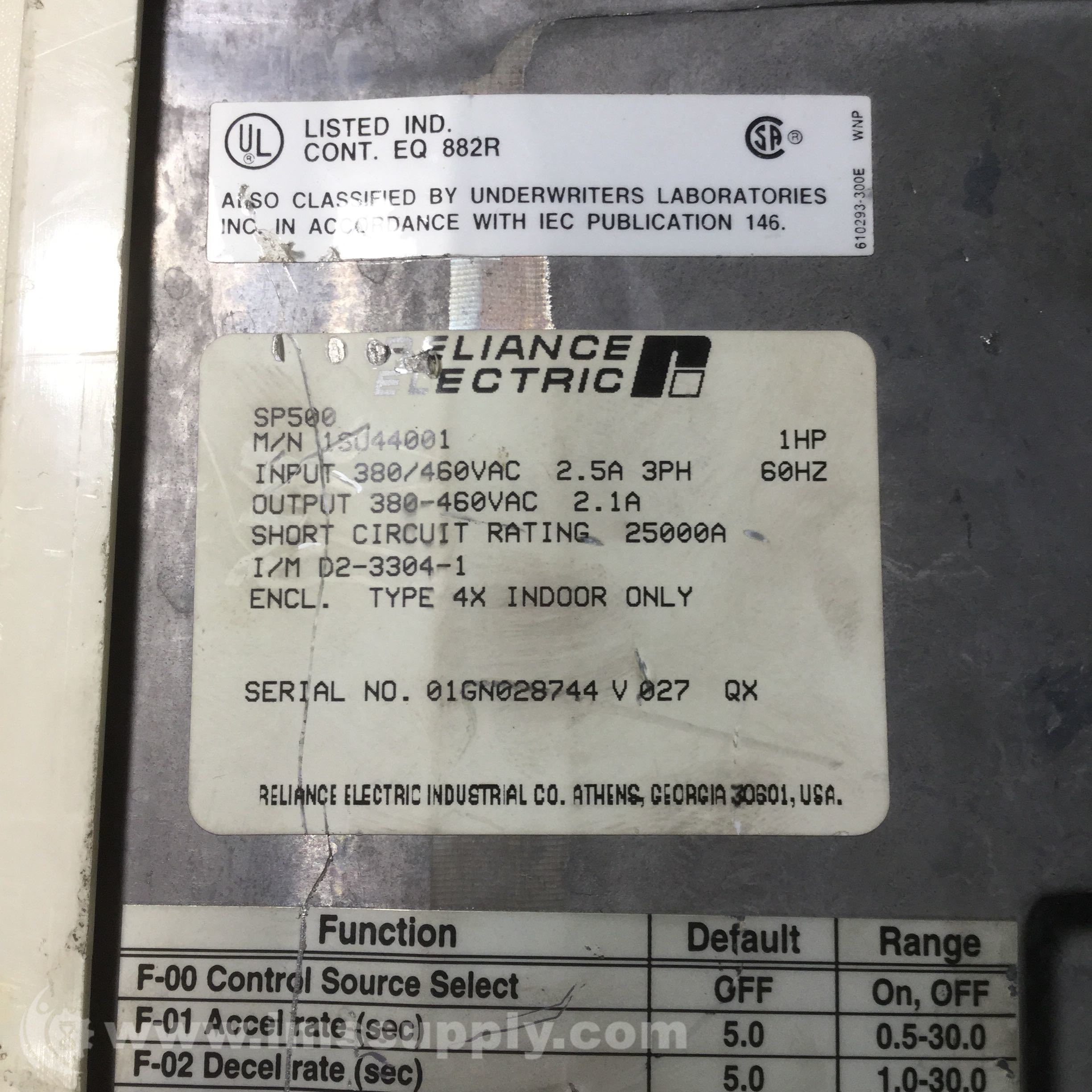 Reliance Electric SP500 230V 5A 1HP 