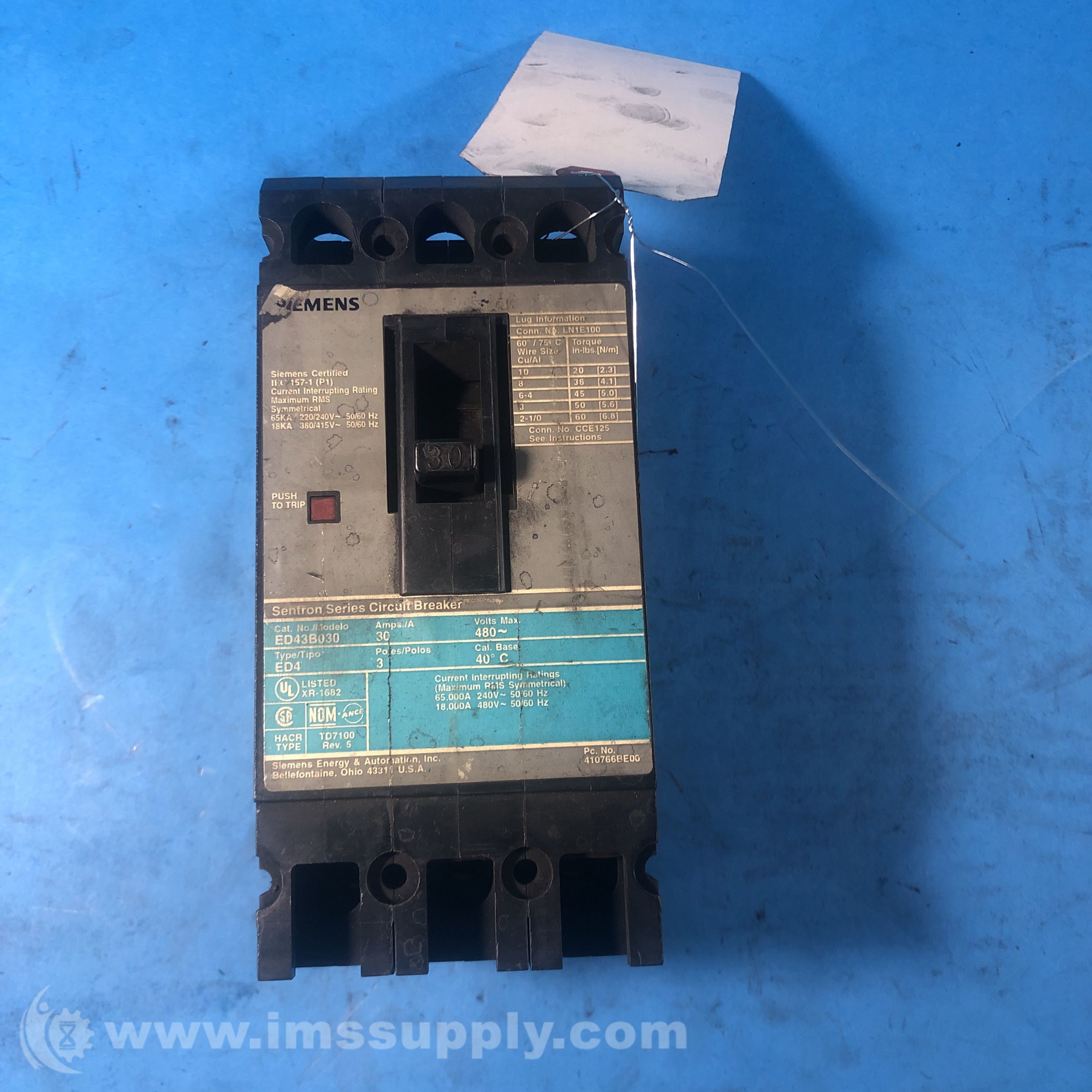 Siemens ED43B030 30 Amp Circuit Breaker - IMS Supply