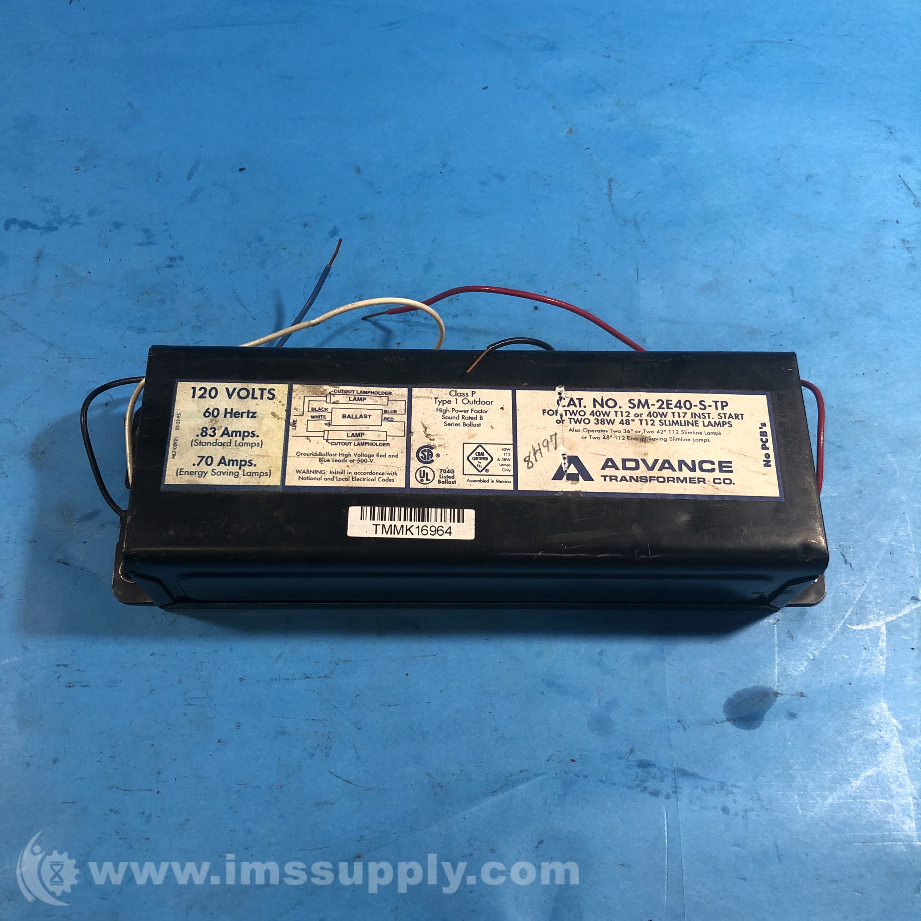 Advance Transformer SM 2E40 S TP Flourescent Ballast Lamp IMS Supply