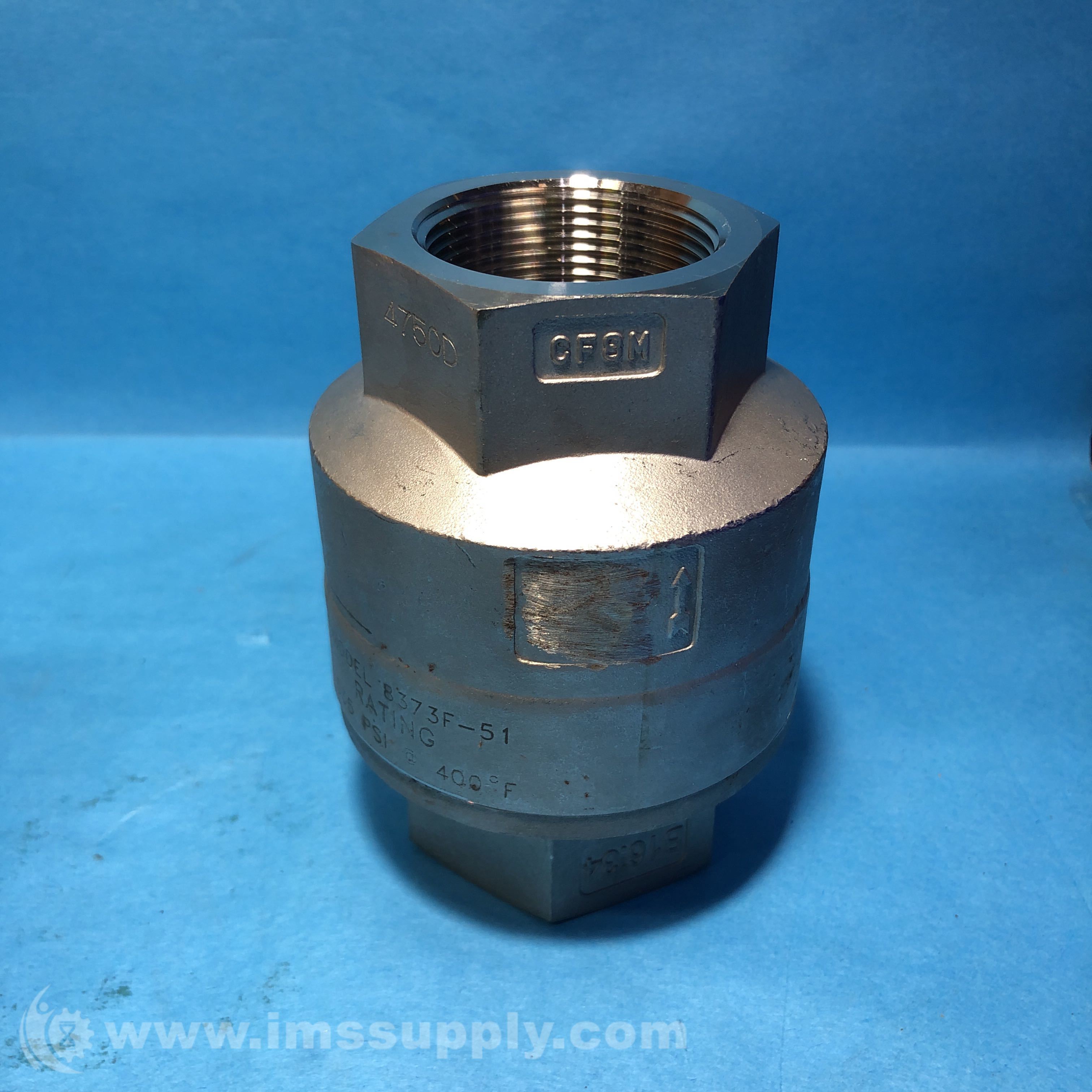 Dft 8373F-51 Threaded Spring Check Valve 1-1/2 In Stainless Steel - IMS ...
