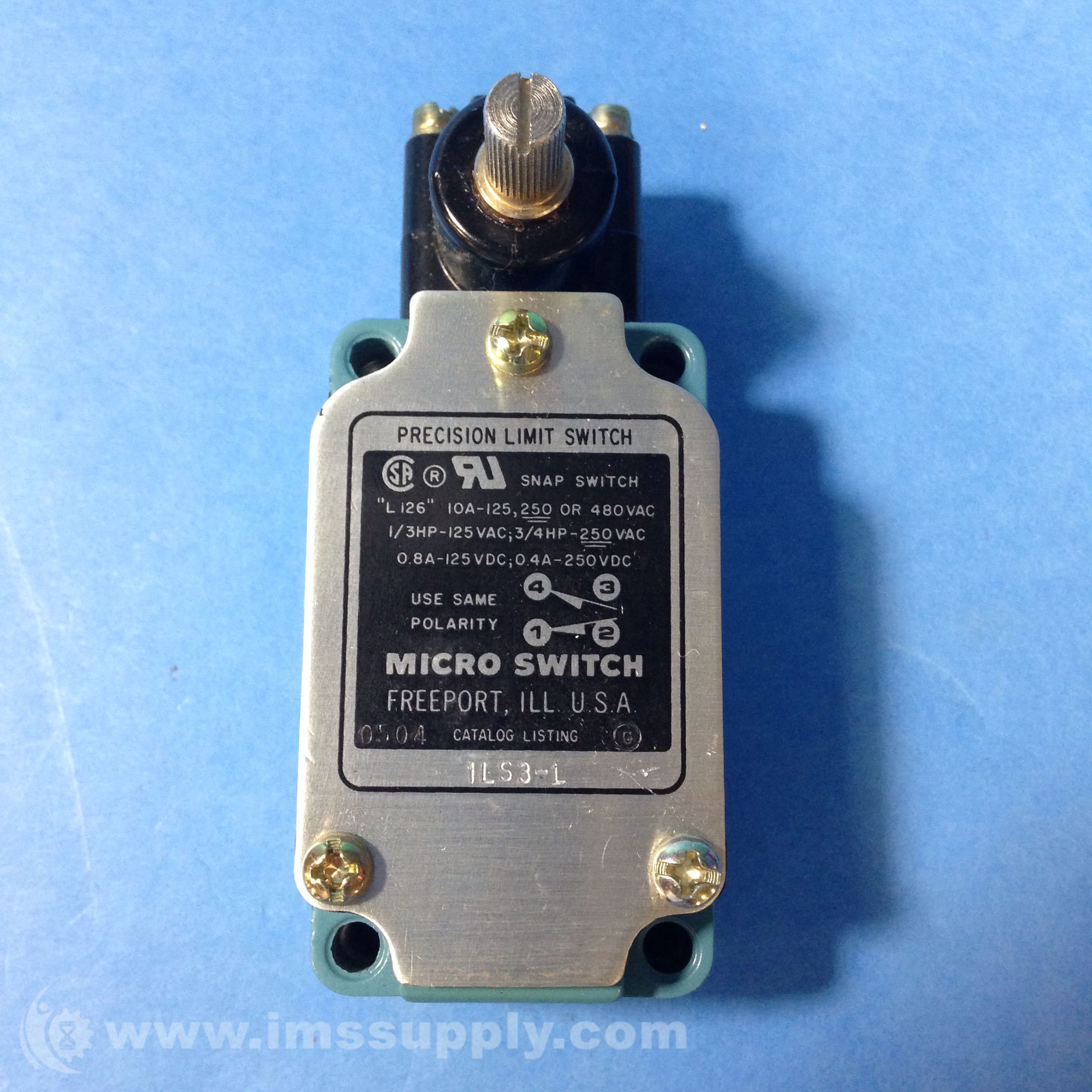 Micro Switch 1LS3L Limit Switch, 10A, 480 VAC IMS Supply
