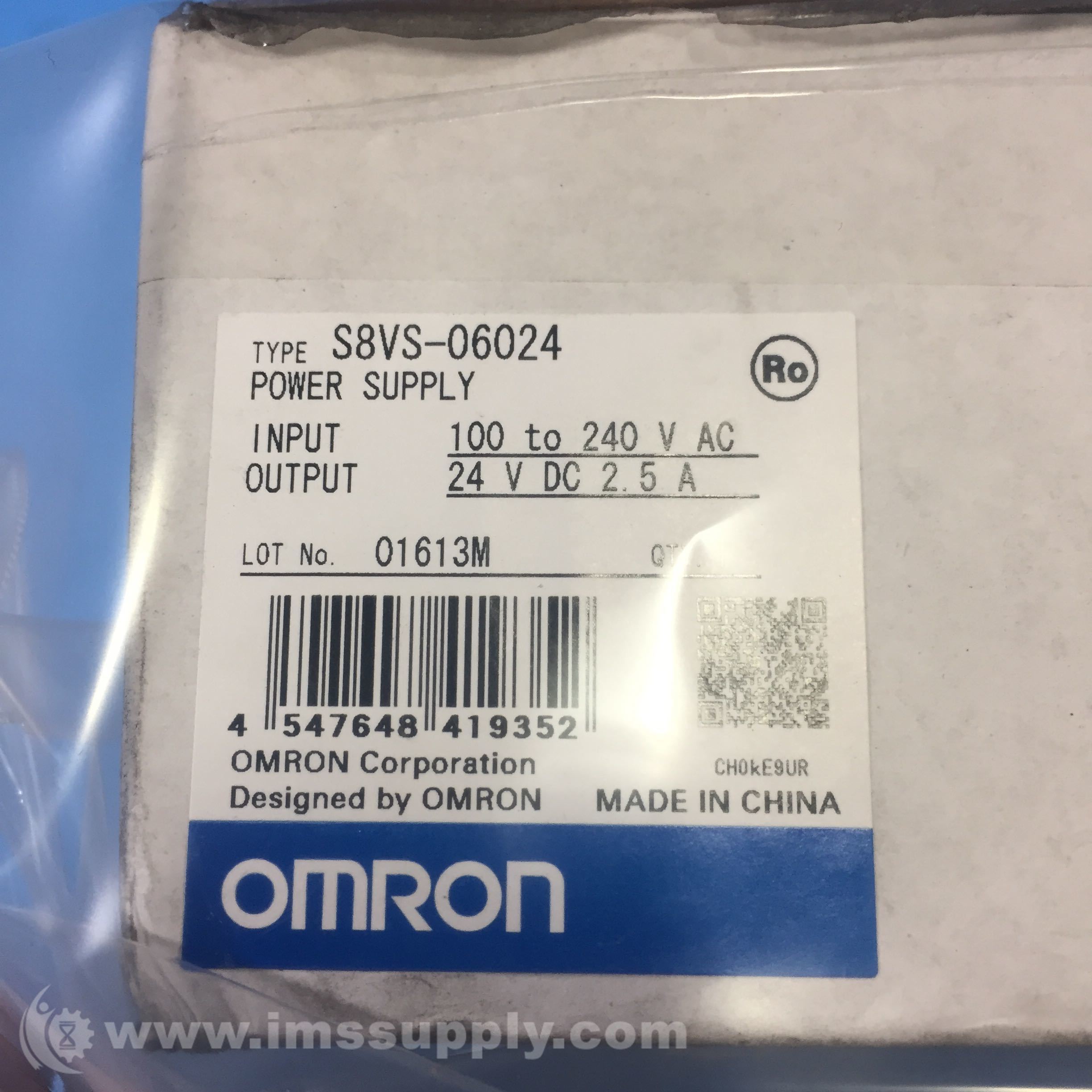 Omron S8VS-06024 Power Supply, 24VDC Din Rail Mounting - IMS