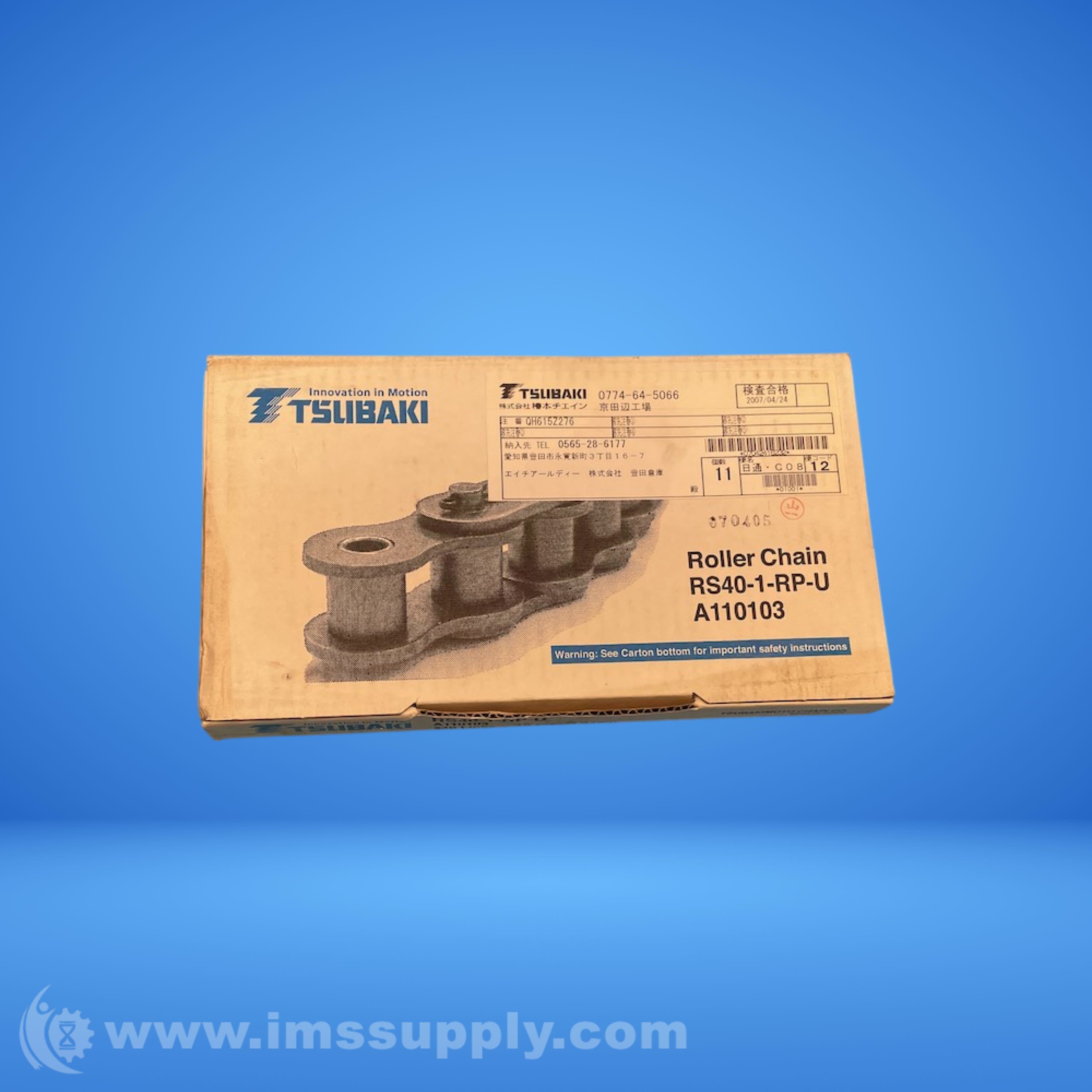 Tsubaki RS40-1-RP-U No. of Links 240 TBK RS Roller Chain - IMS Supply