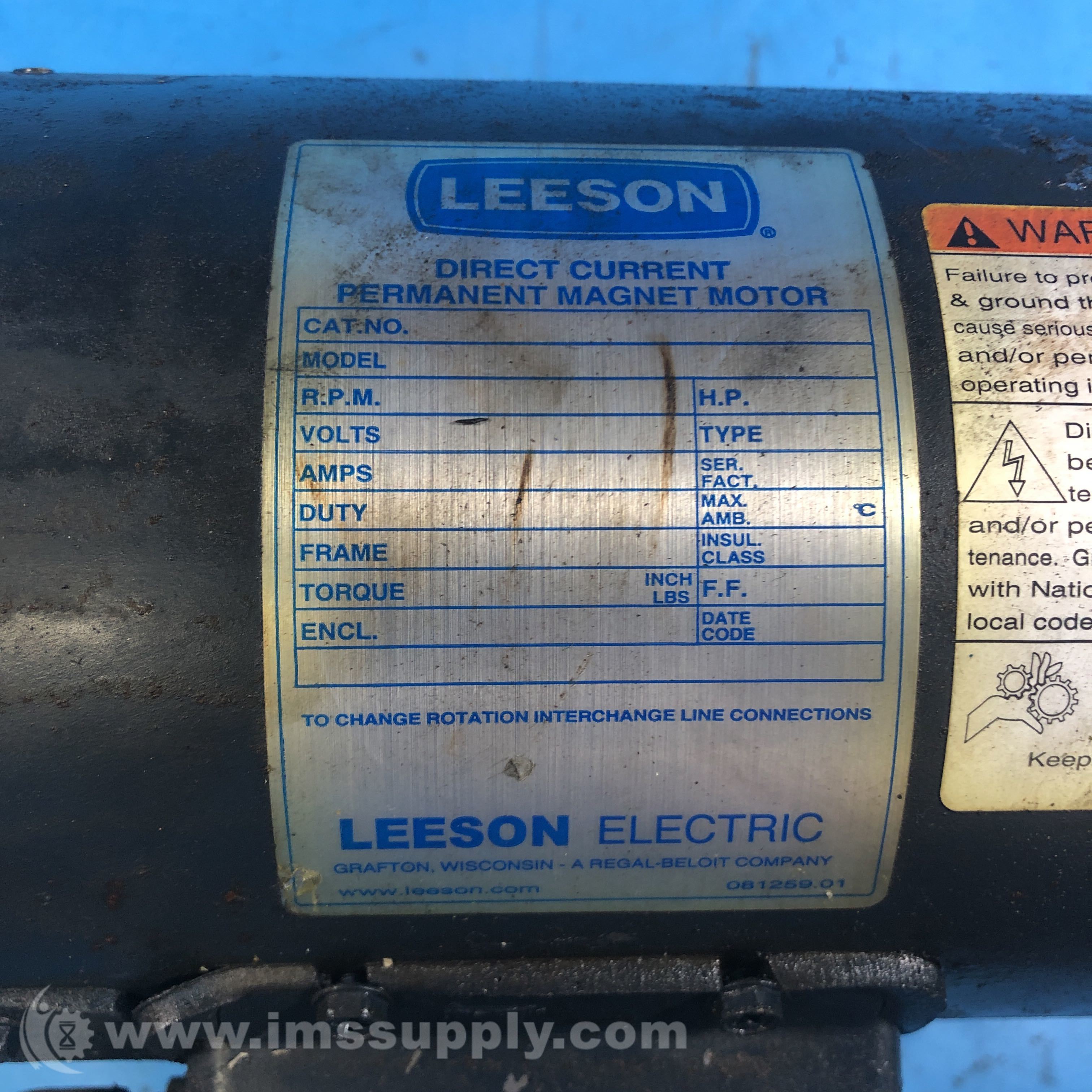 Leeson Direct Current Permanent Motor IMS Supply