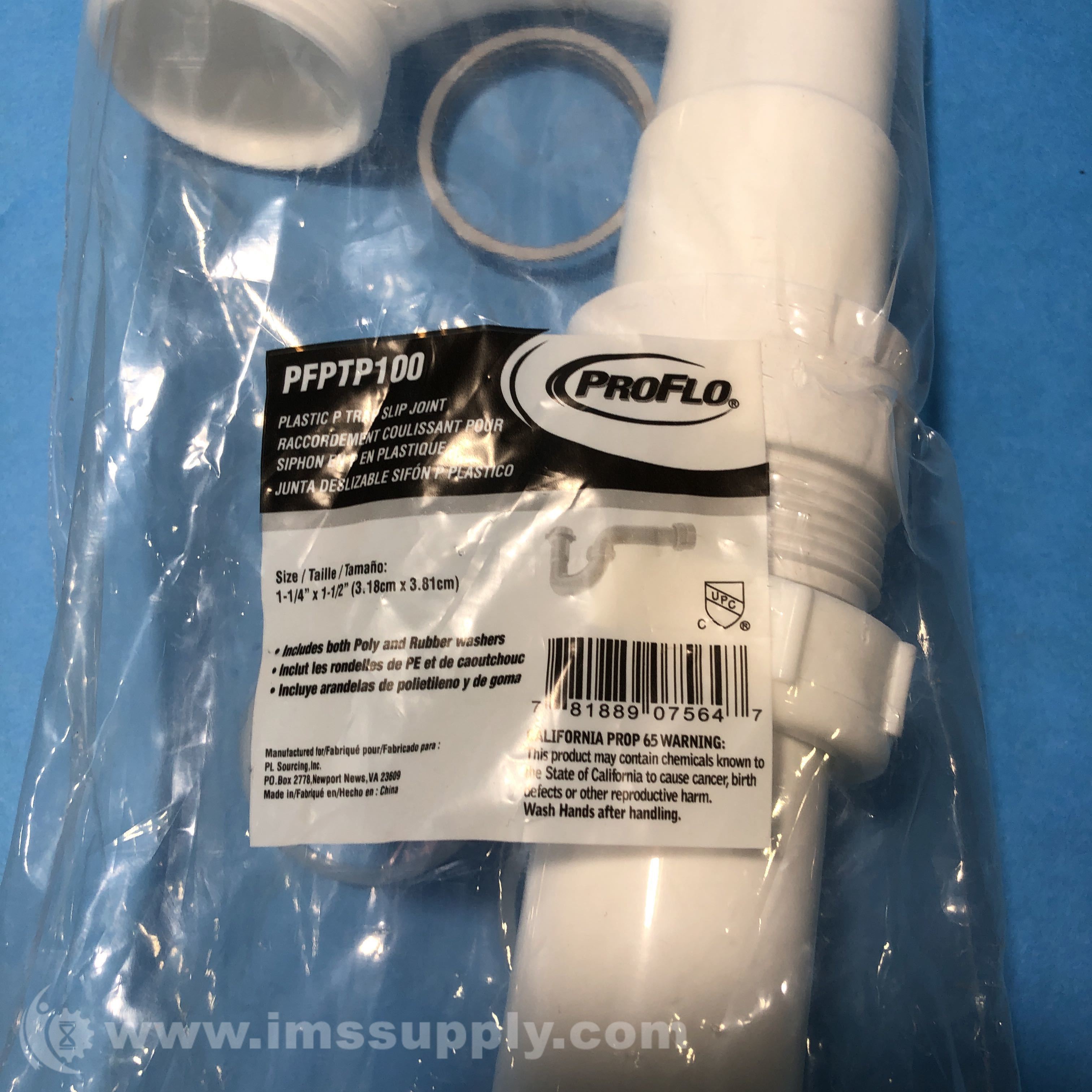 Proflo PFPTP100 11/4 x 11/2 Plastic SlipJoint PTrap IMS Supply