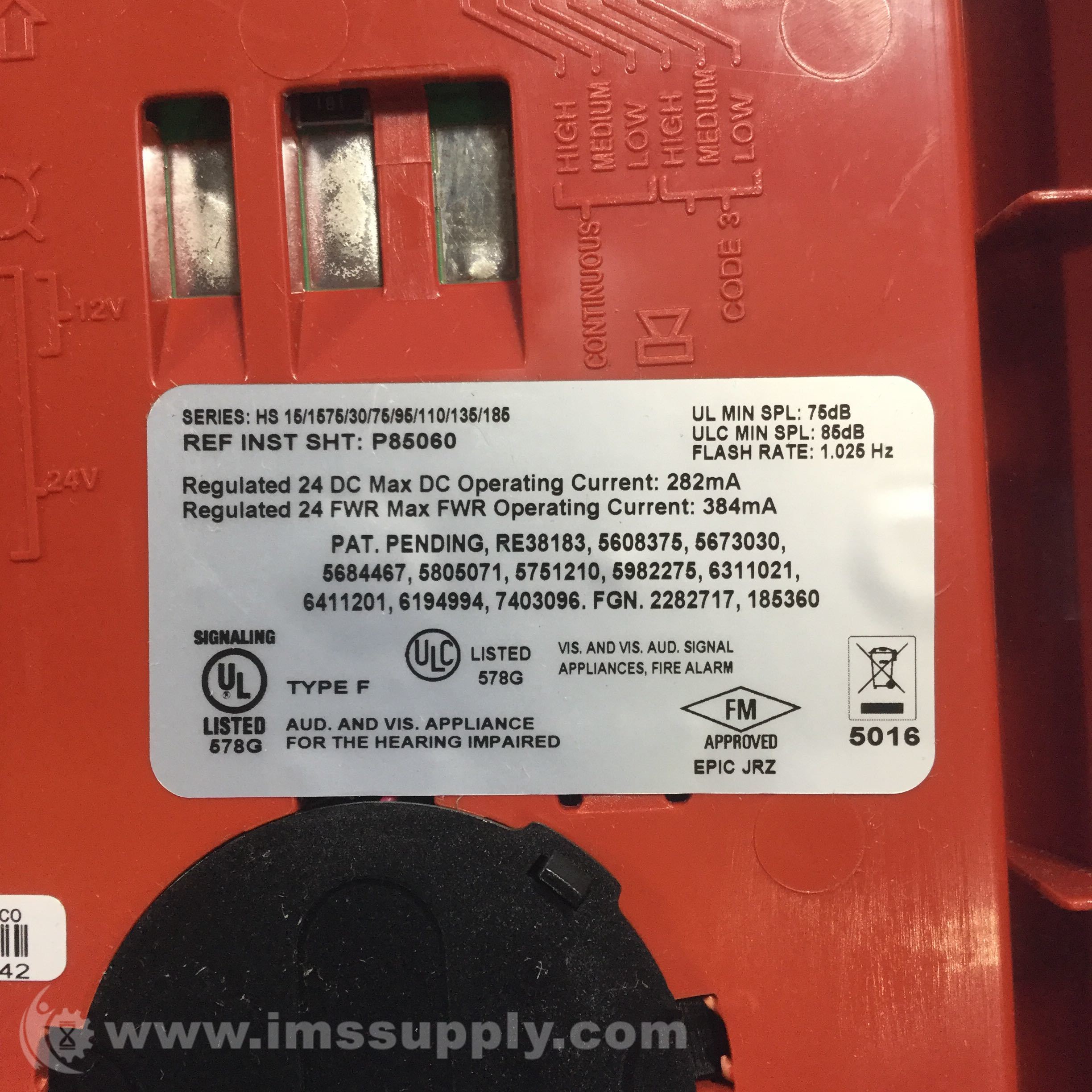 Eaton Corporation HSR Wheelock Exceder Fire Alerting Strobe Horn IMS