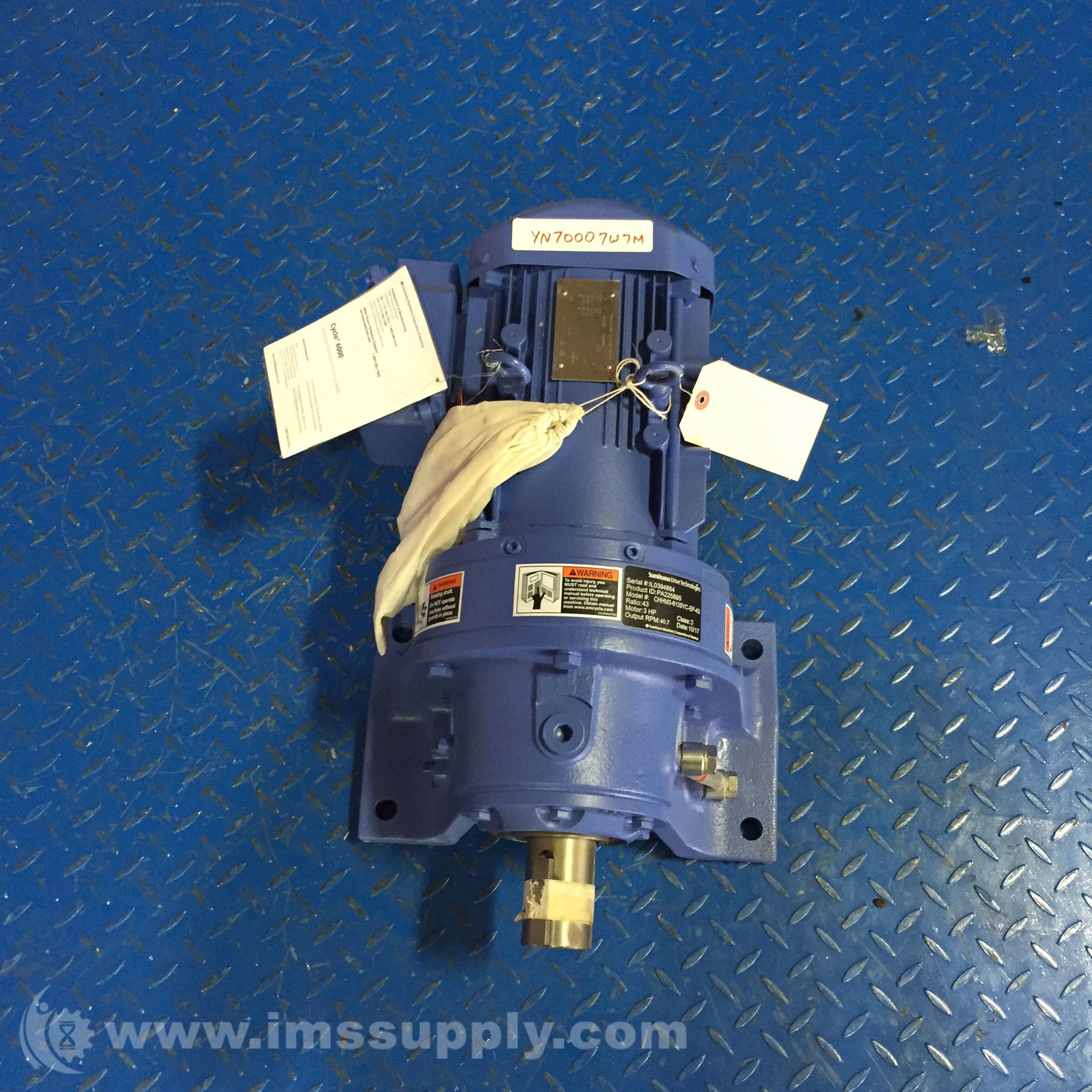 Sumitomo CHHM3-6135YC-EP-43 Gearmotor, 43 Gear Ratio, 3 HP