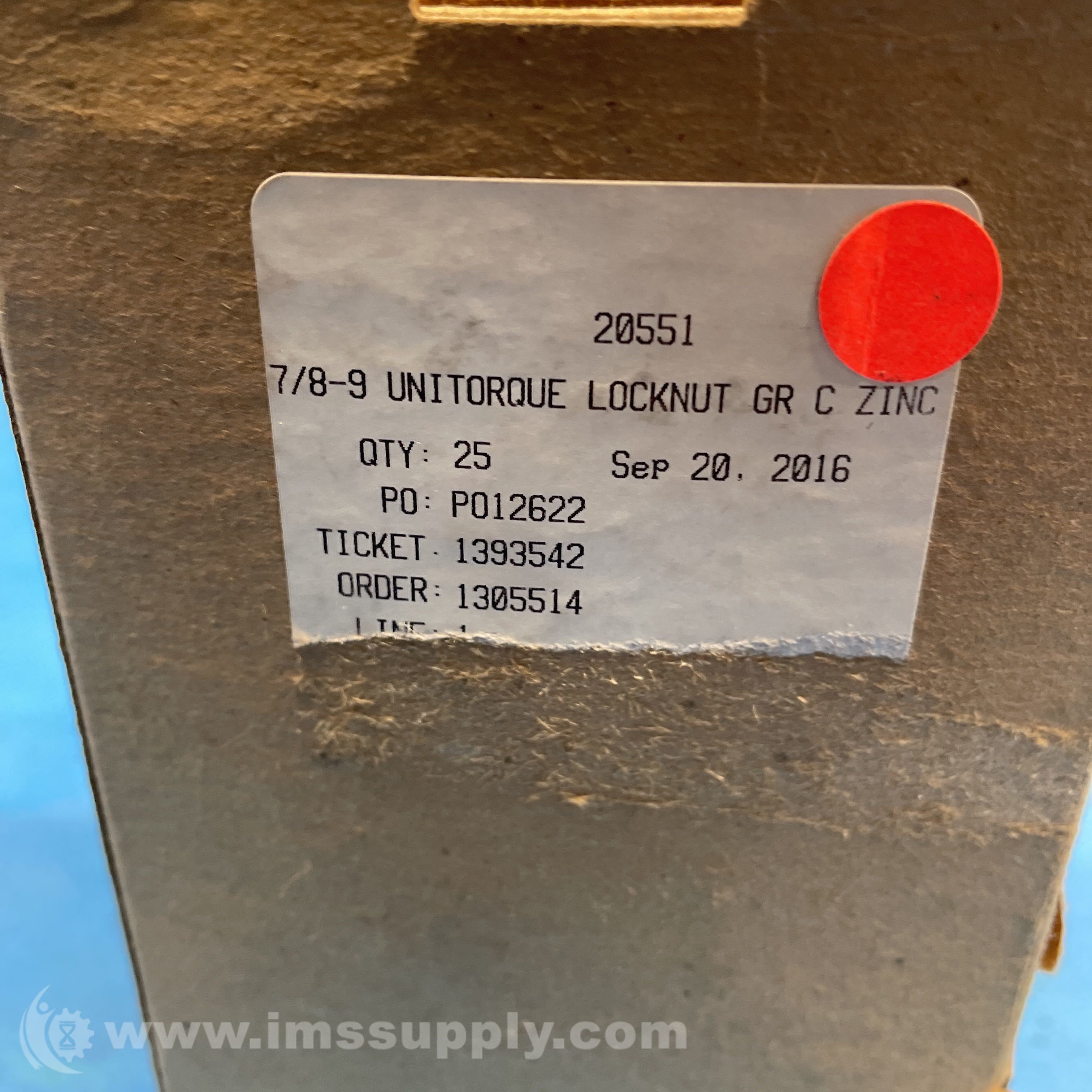 7/8-9 Uni-Torque Locknut, Grade C, Zinc Plated - IMS Supply