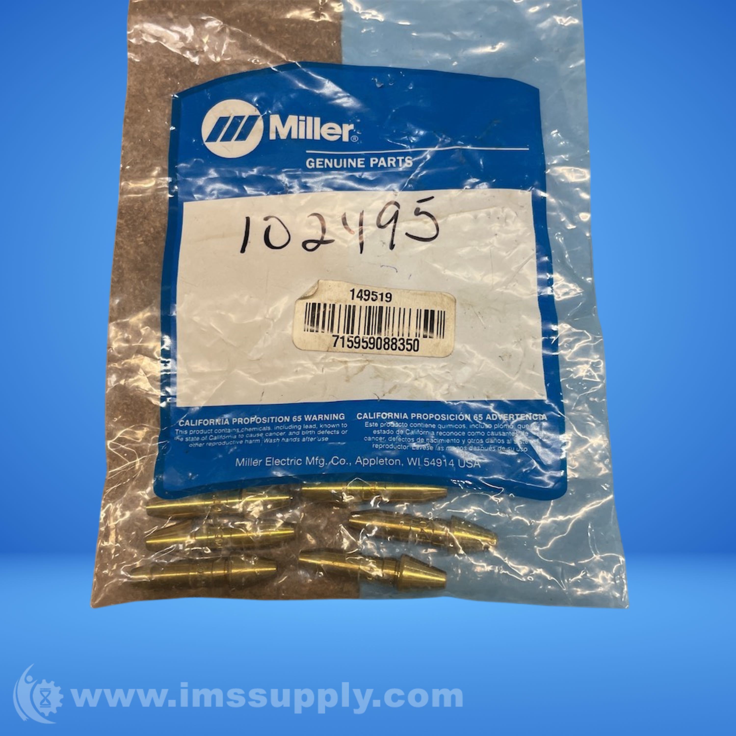 MILLER 149519 Brass Intermediate Wire Guide Pack of 8 - IMS Supply