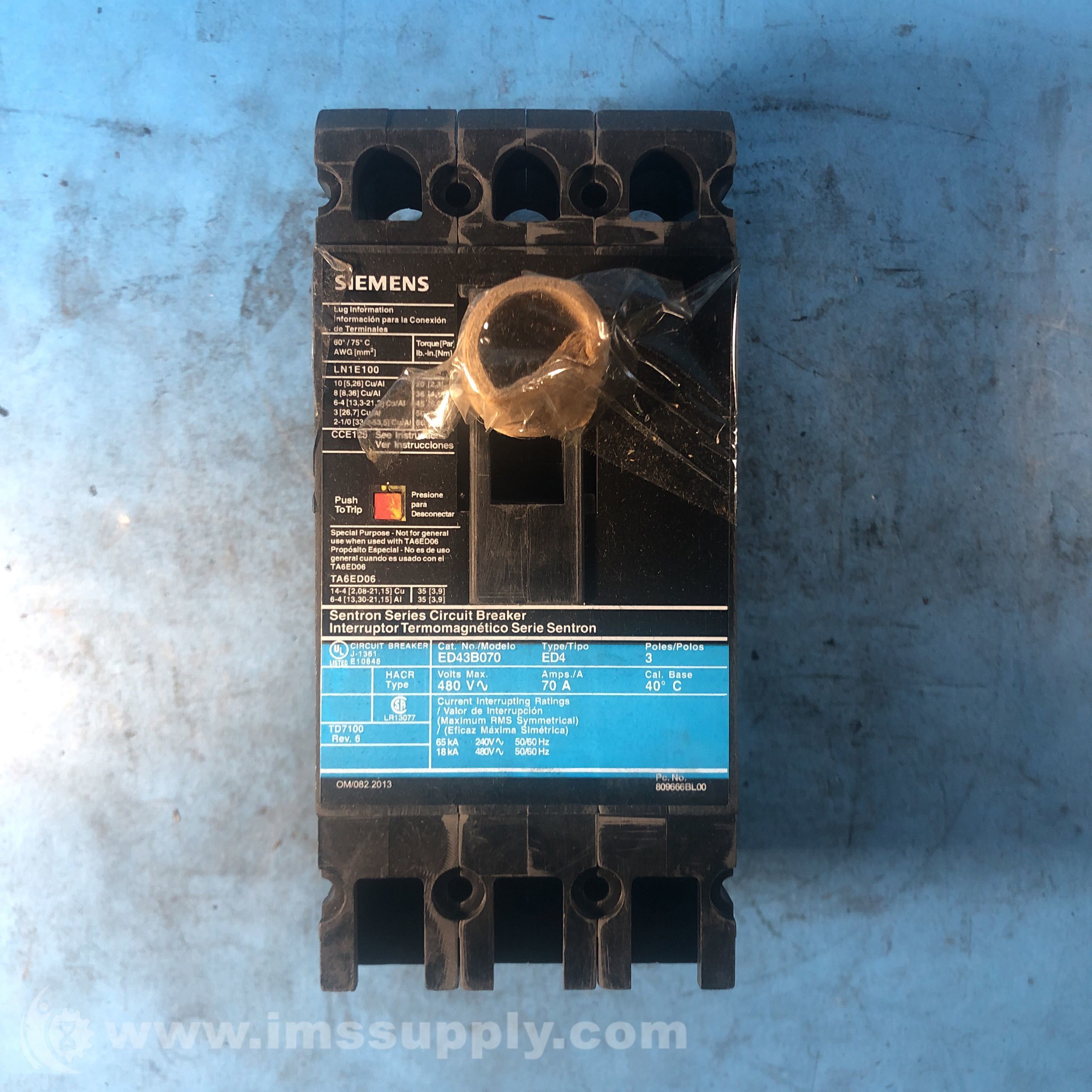 Siemens ED43B070 Molded Case Circuit Breaker - IMS Supply