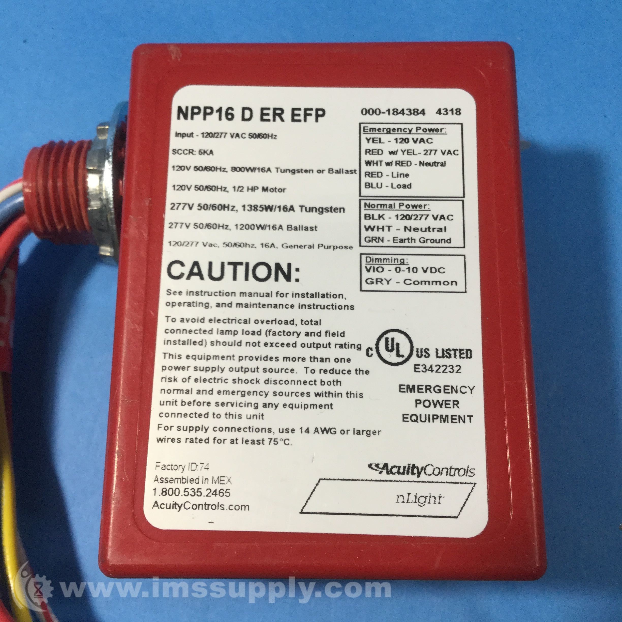 Acuity Controls NPP16 D ER EFP Power Relay Pack IMS Supply
