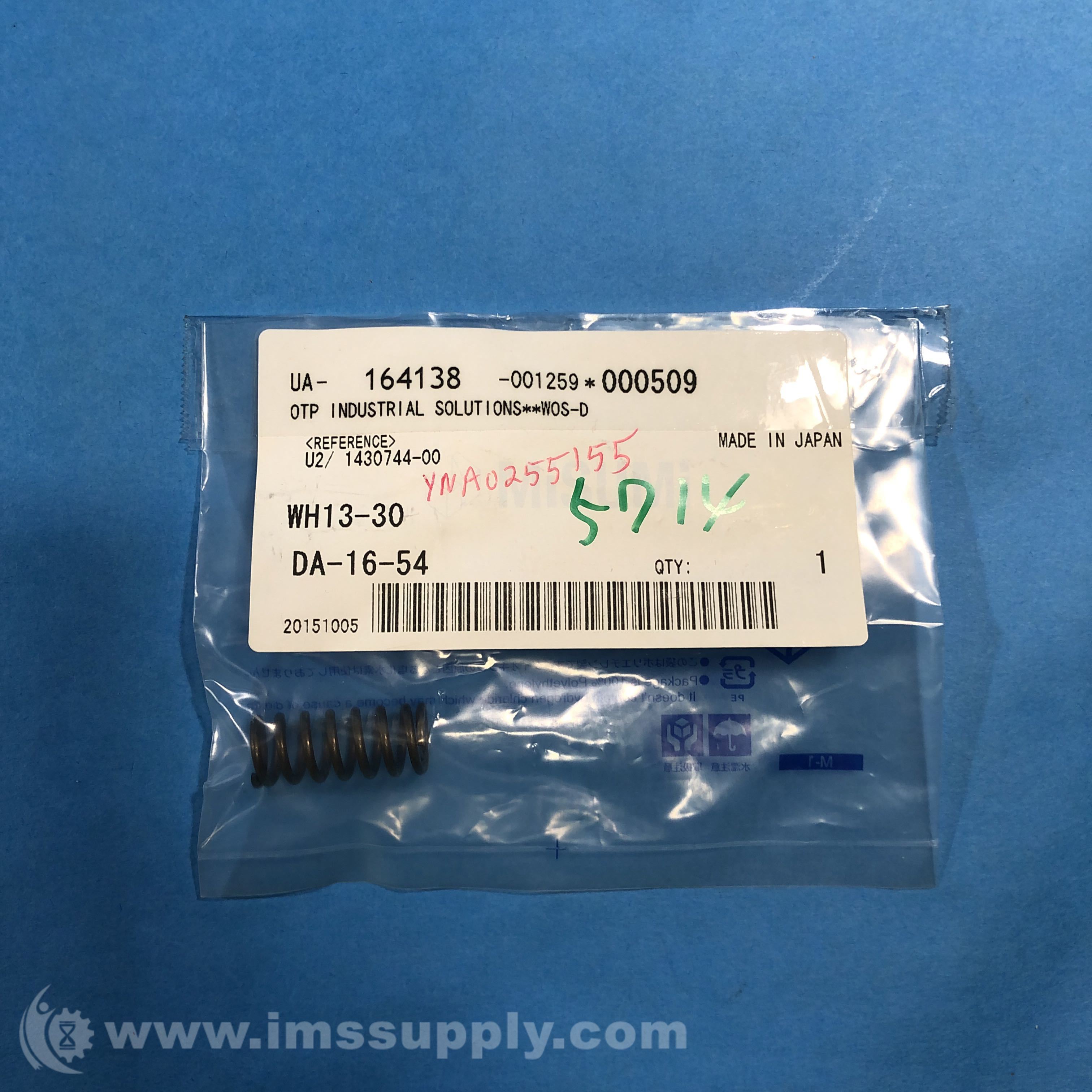 Misumi WH13-30 Round Wire Coil Spring - 30% Deflection, WH Series - IMS ...