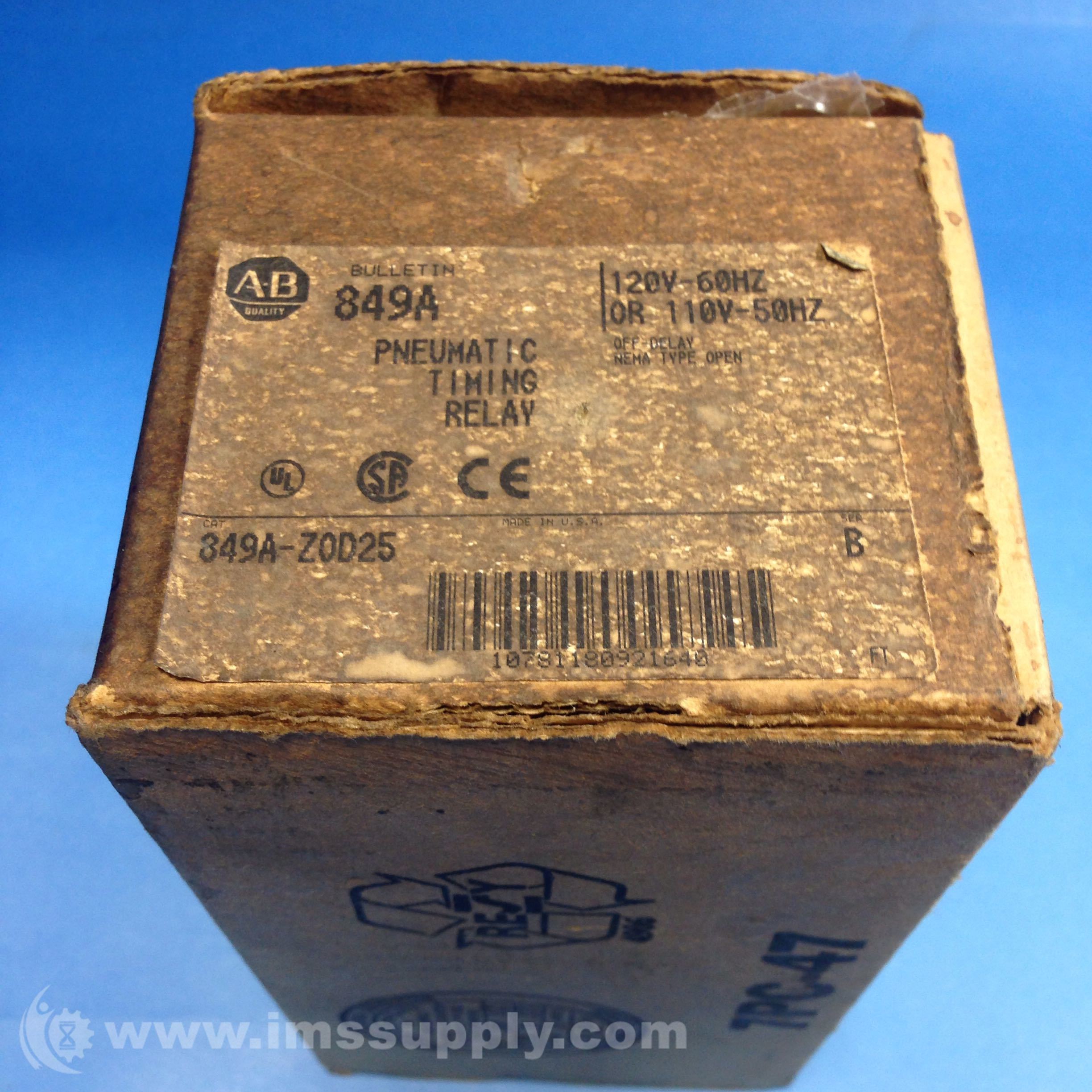 Allen Bradley 849AZ0D25 Time Delay Relay Pneymatic OnDelay IMS Supply