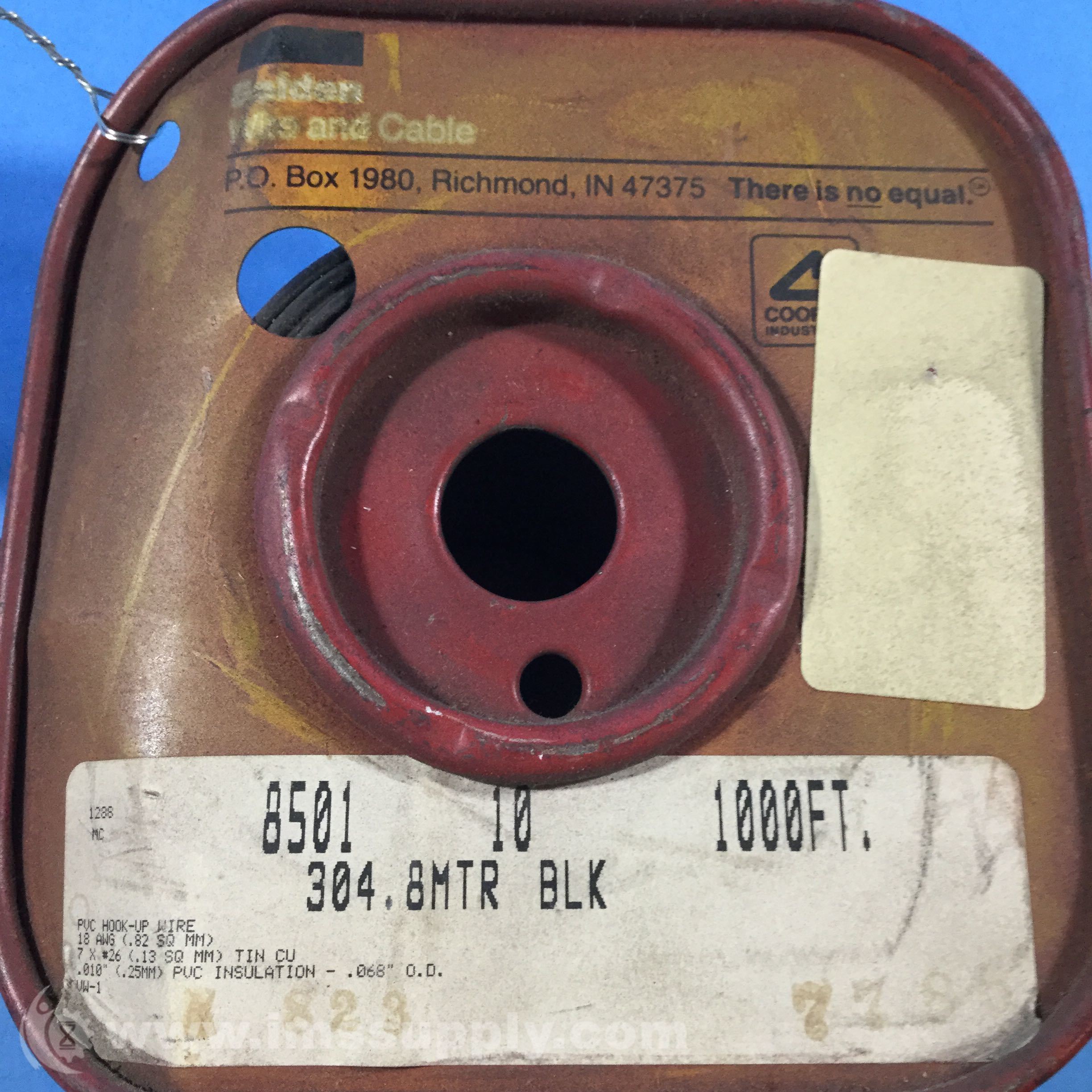 Belden 8501 Hookup Wire 18AWG 1C PVC 1000ft Spool Black IMS Supply