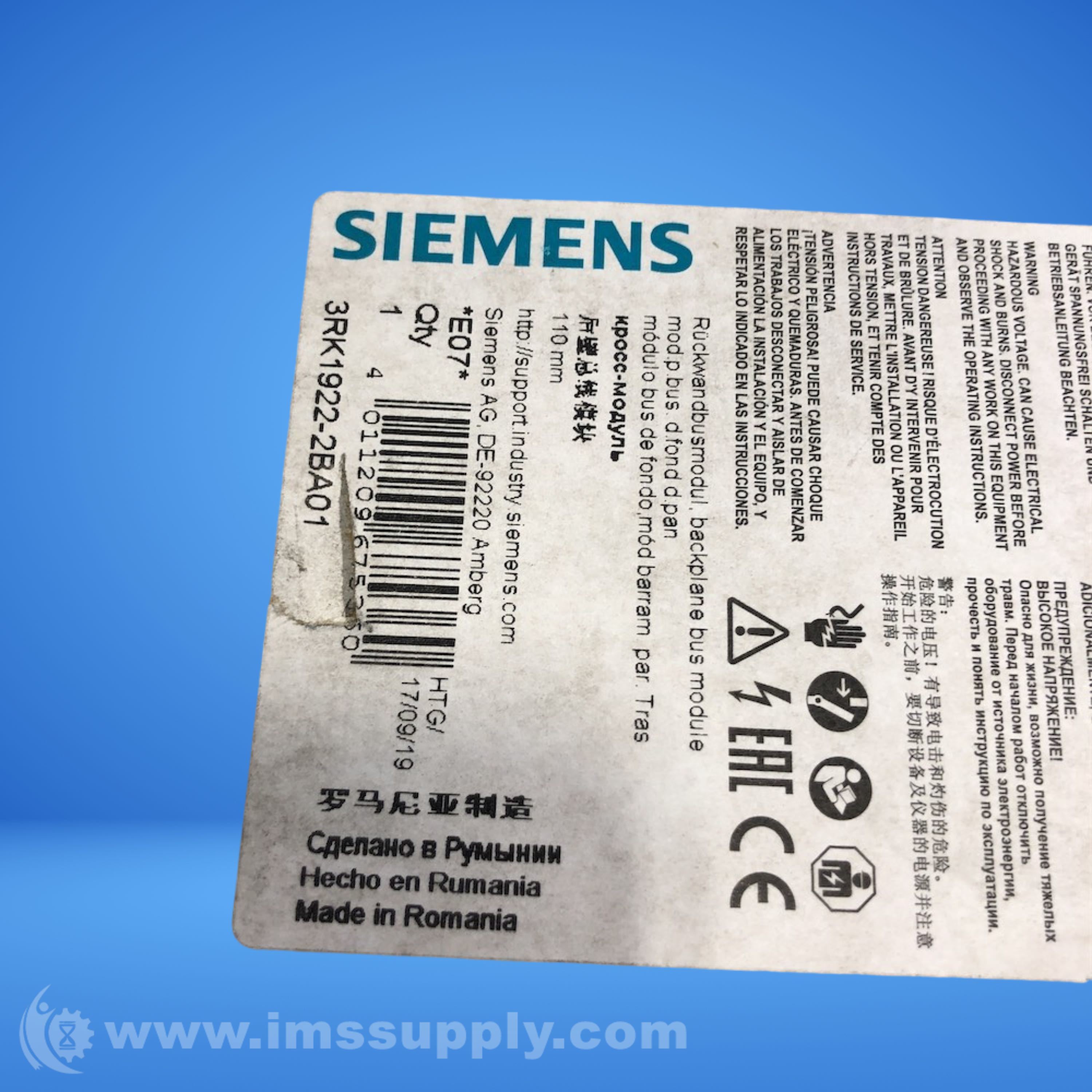 Siemens 3RK1922-2BA01 Compact Module - IMS Supply