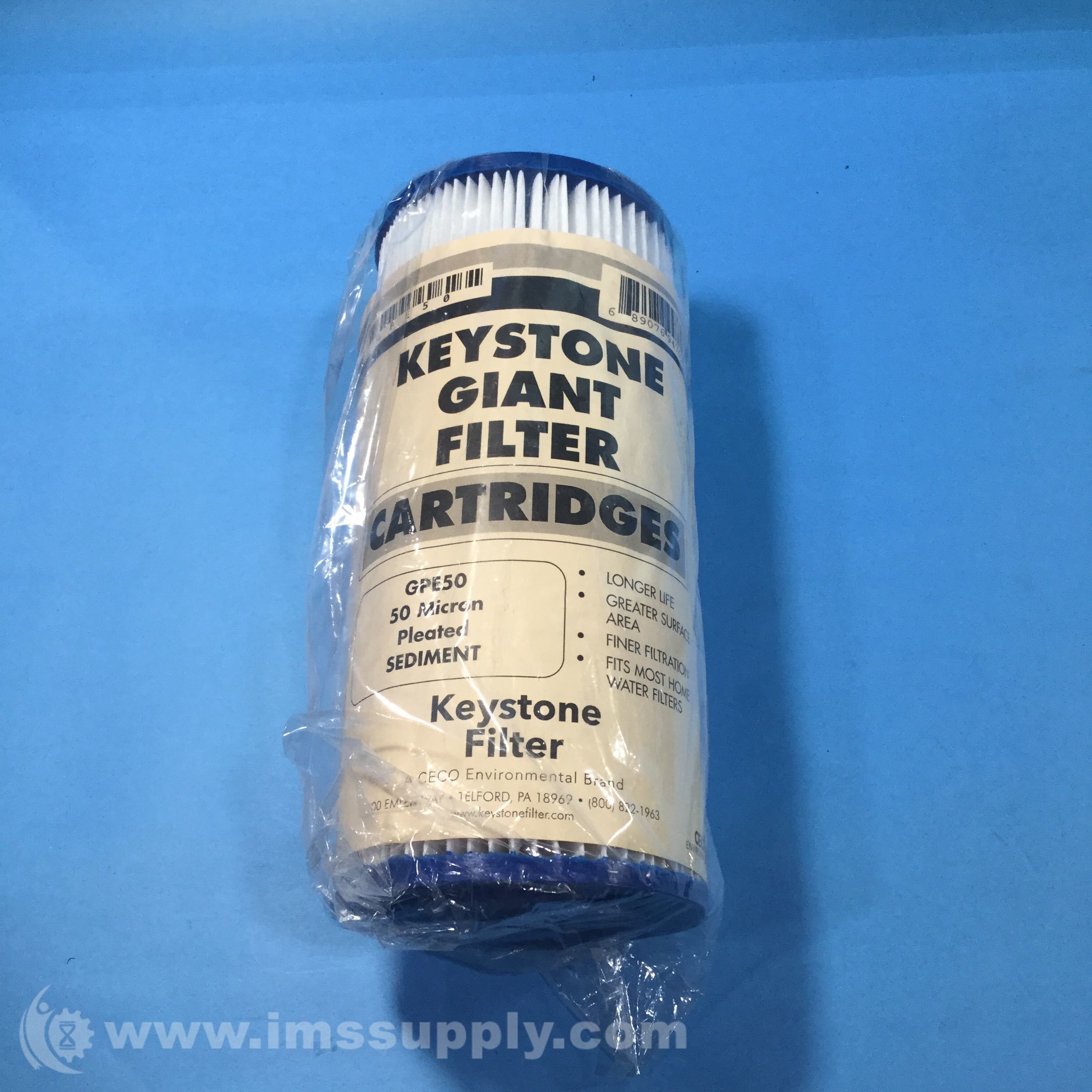 Keystone GPE50 Giant Filter Cartridge, 50 Micron, Pleated IMS Supply