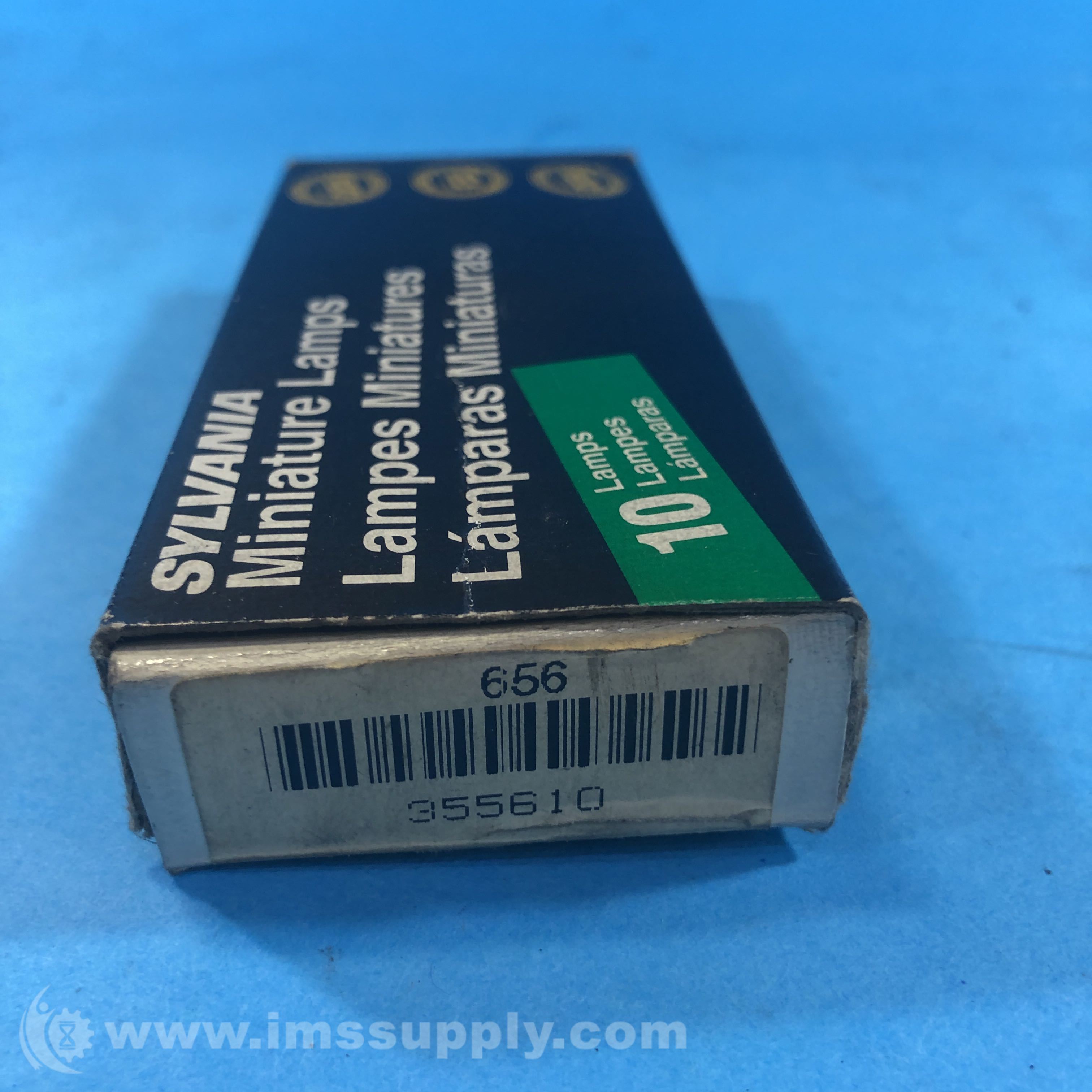 Sylvania 656 Box of 10 Miniature Lamps, 28V .6A T3-1/4 Wedge Base - IMS ...