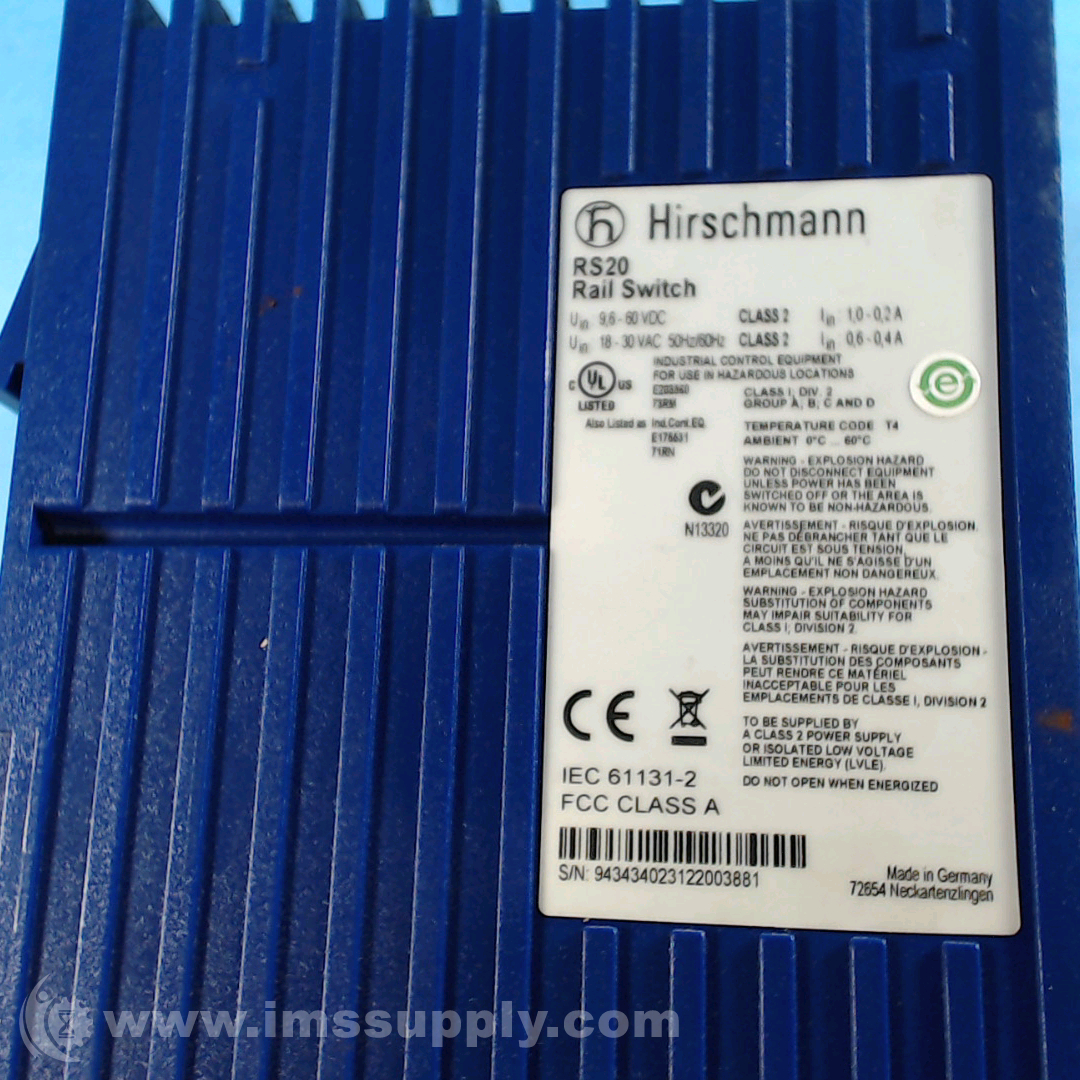 Switch Industriale Hirschmann RS20-0800S2SDAEHH07.0.02, 8 Porte, Usato Ma Funzionante