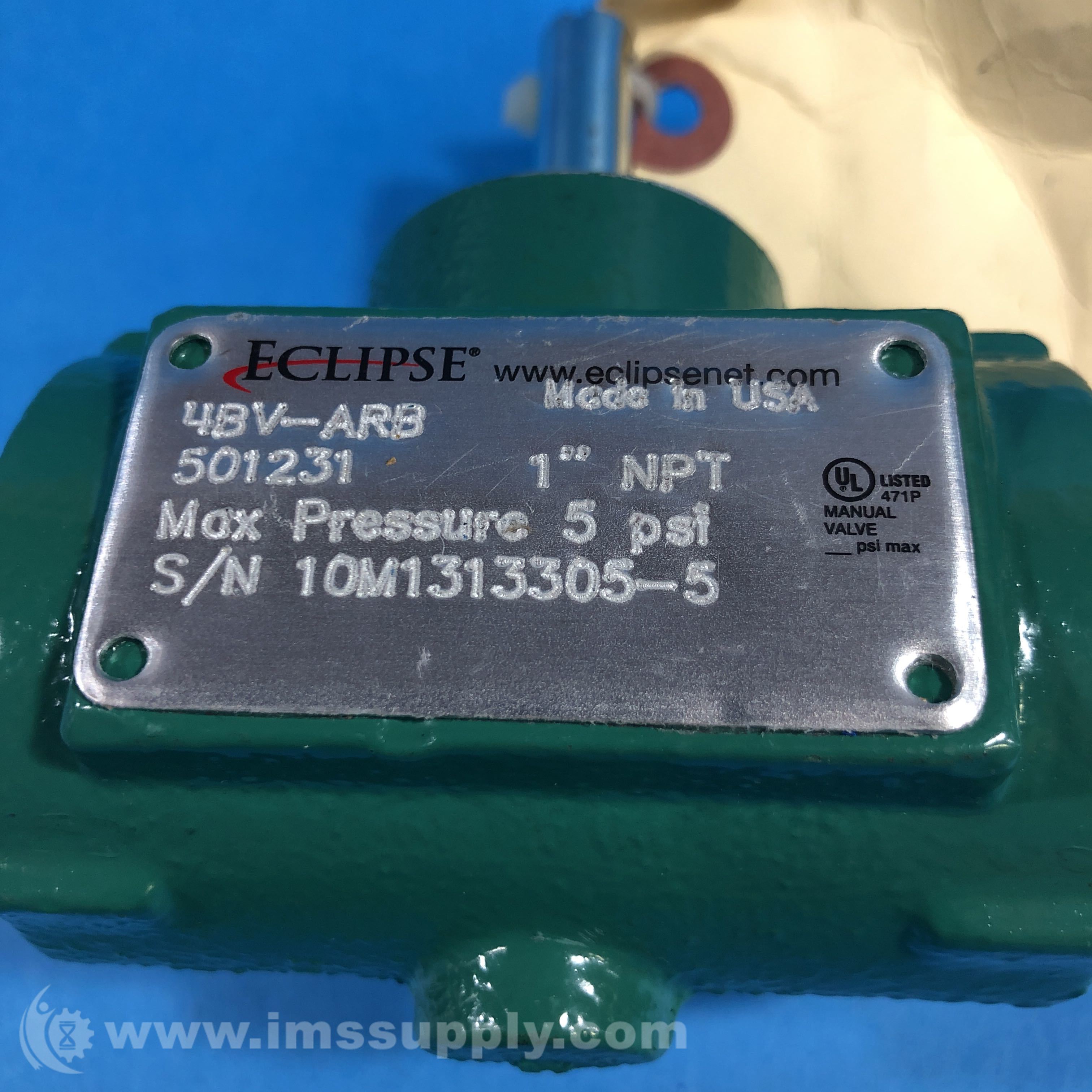Eclipse 501231 1 Inch Automatic Reduced Port Butterfly Valve - IMS Supply