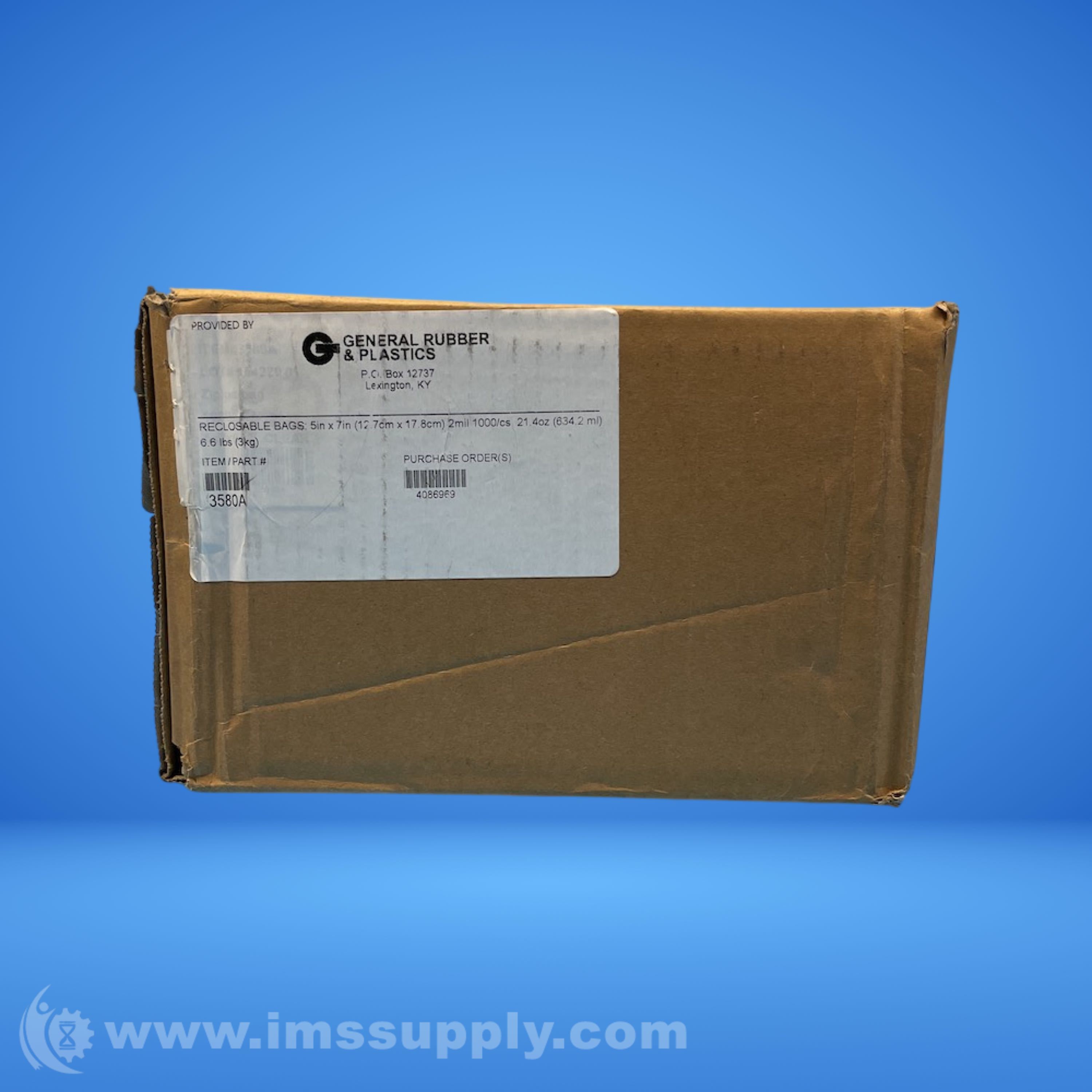 General Rubber & Plastics 3580A Box of 1000 Clear Reclosable Bags IMS